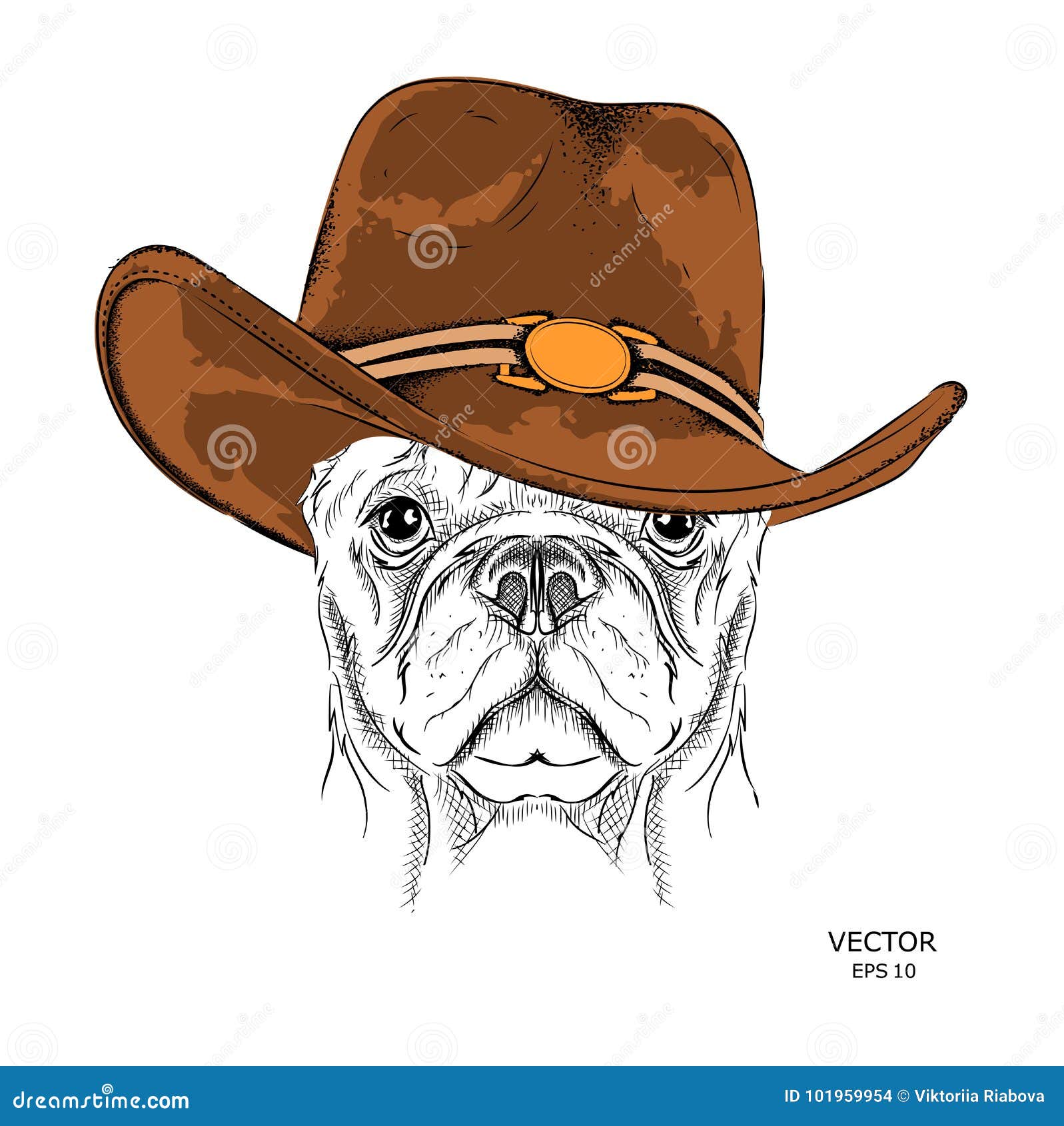 A Dog in a Cowboy Hat. Vector Illustration Stock Vector Illustration of wild, scarf 101959954
