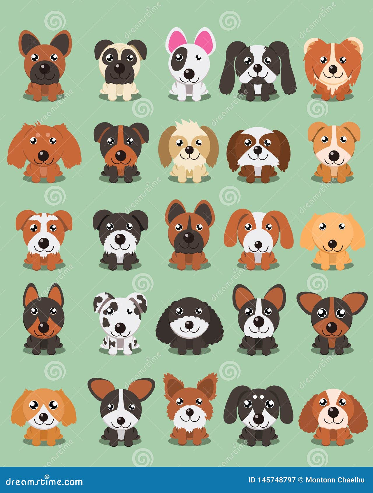 Dog Cute Cartoon Design Vector Puppy Dog Cartoons Design Stock Vector -  Illustration of chow, boston: 145748797