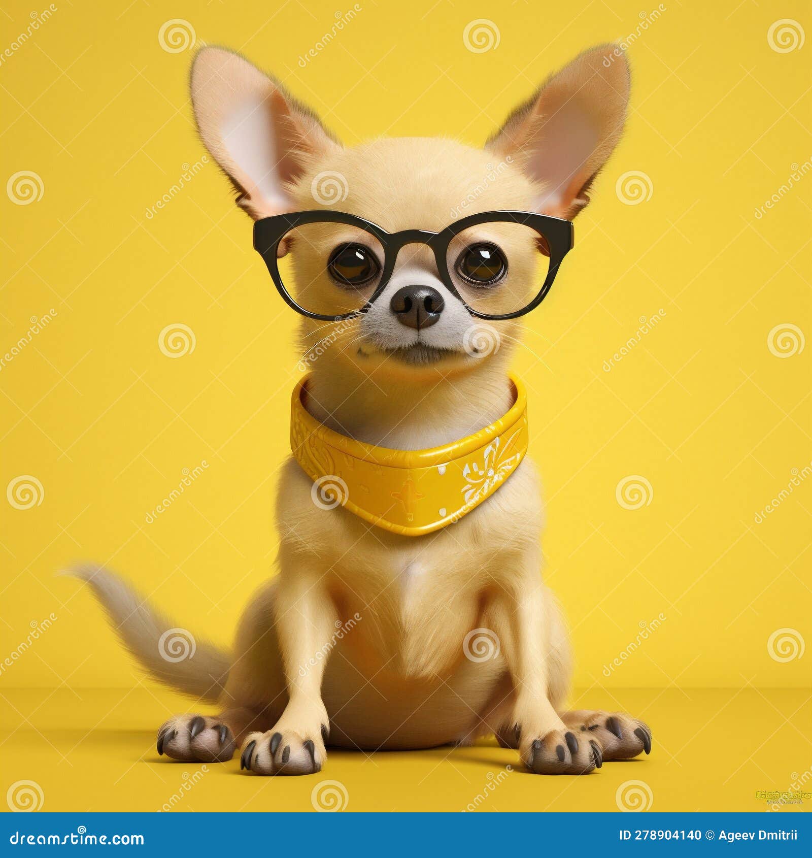 dog cute yellow glasses portrait chihuahua pet background clever puppy animal. generative ai.
