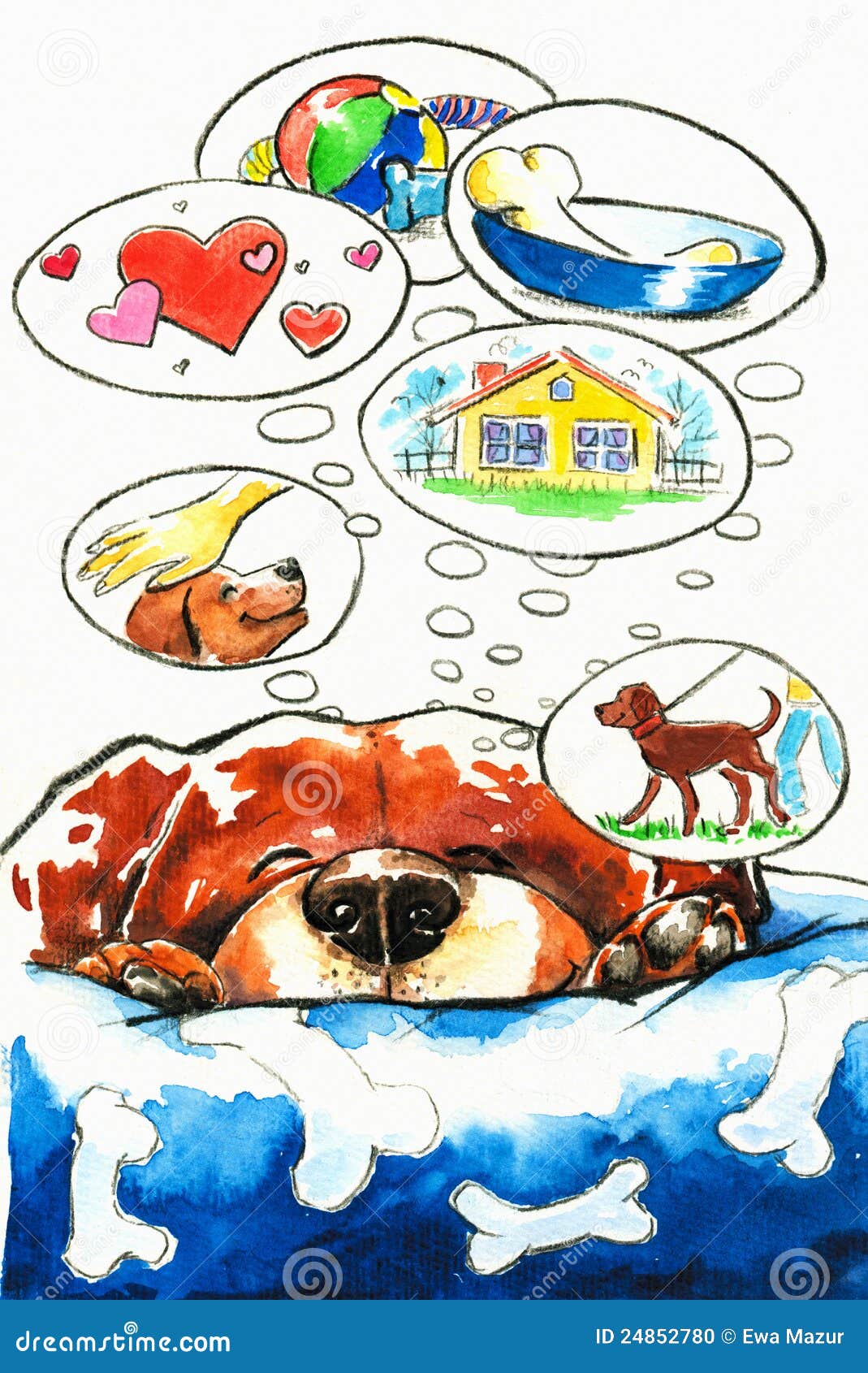 Dog dreams stock illustration. Illustration of expression 24852780