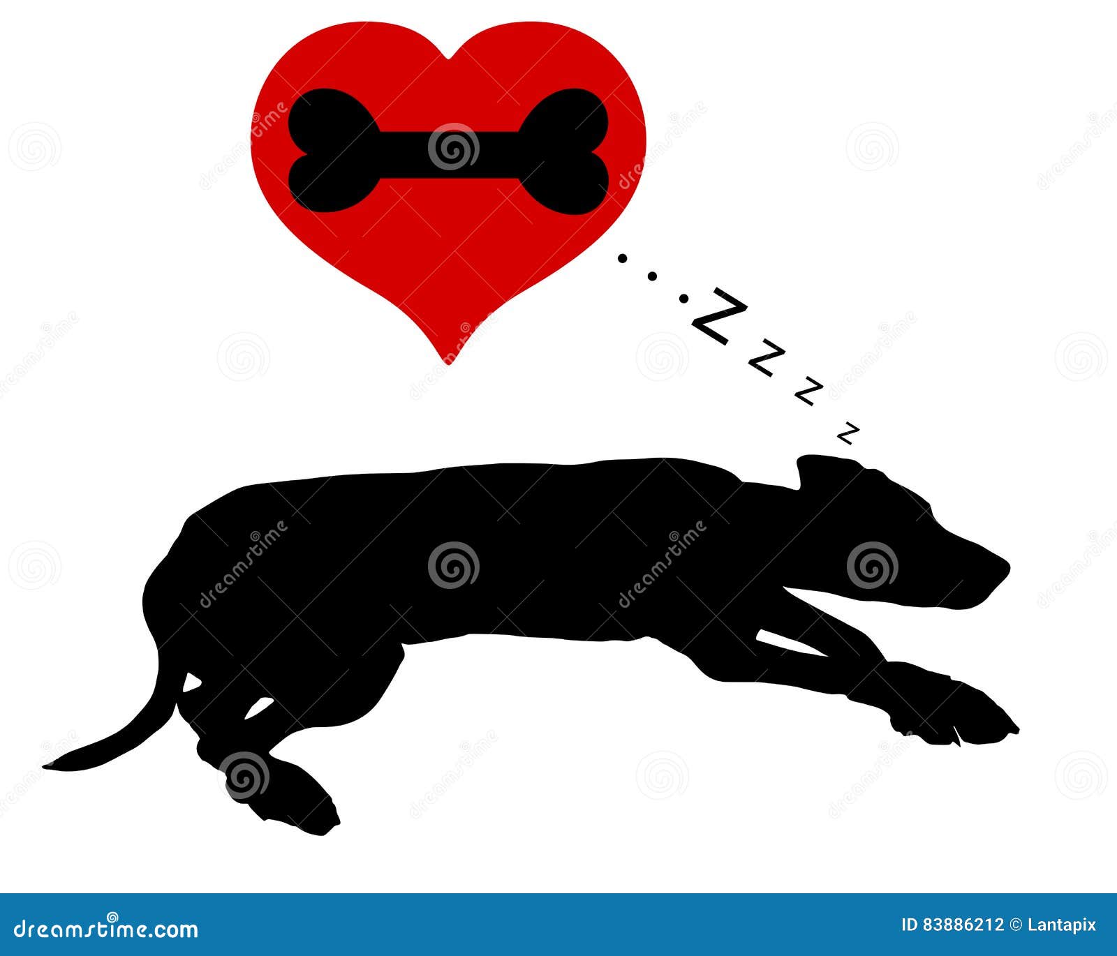 Dog dreams of bones stock vector. Illustration of background 83886212