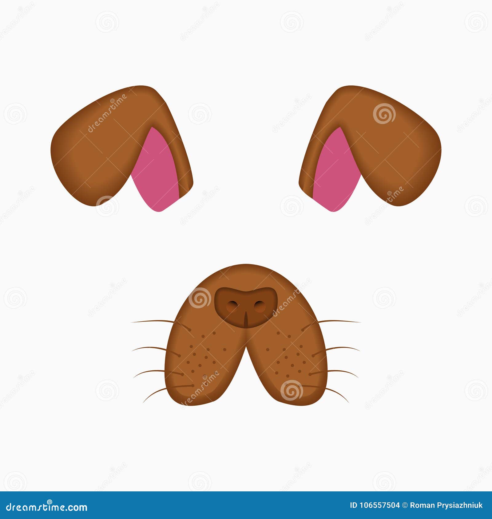 Dog Face Elements - Ears and Nose. Selfie Photo and Video Chart Filter with  Cartoon Animals Mask. Vector. Stock Vector - Illustration of animals,  design: 106557504