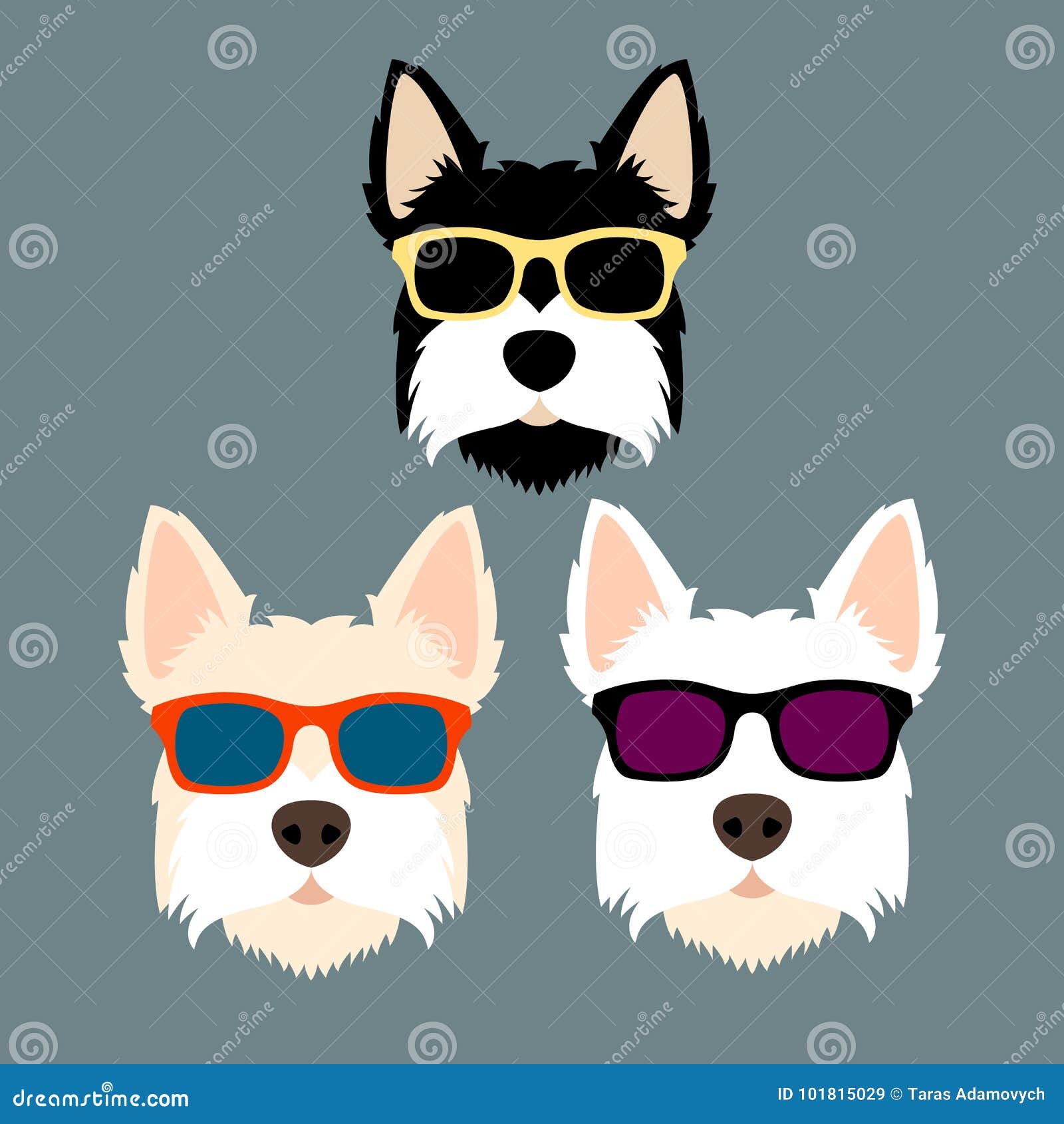 Dog Face Sunglasses Vector Illustration Style Flat Stock Vector