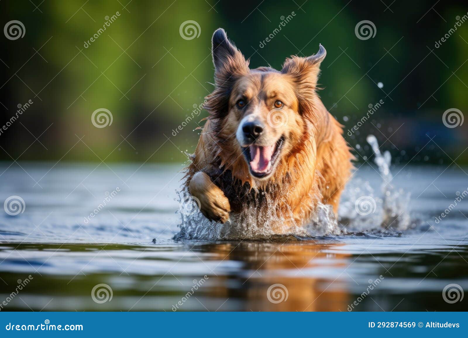 A Dog Fetching a Floating Toy in a Lake Stock Image Image of
