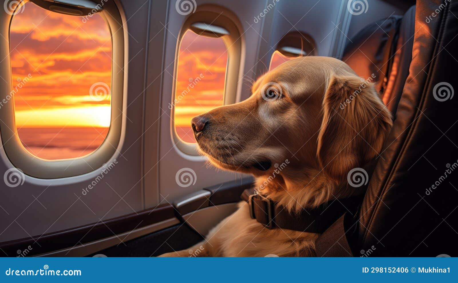 The Dog is Flying in an Airplane Stock Illustration Illustration of