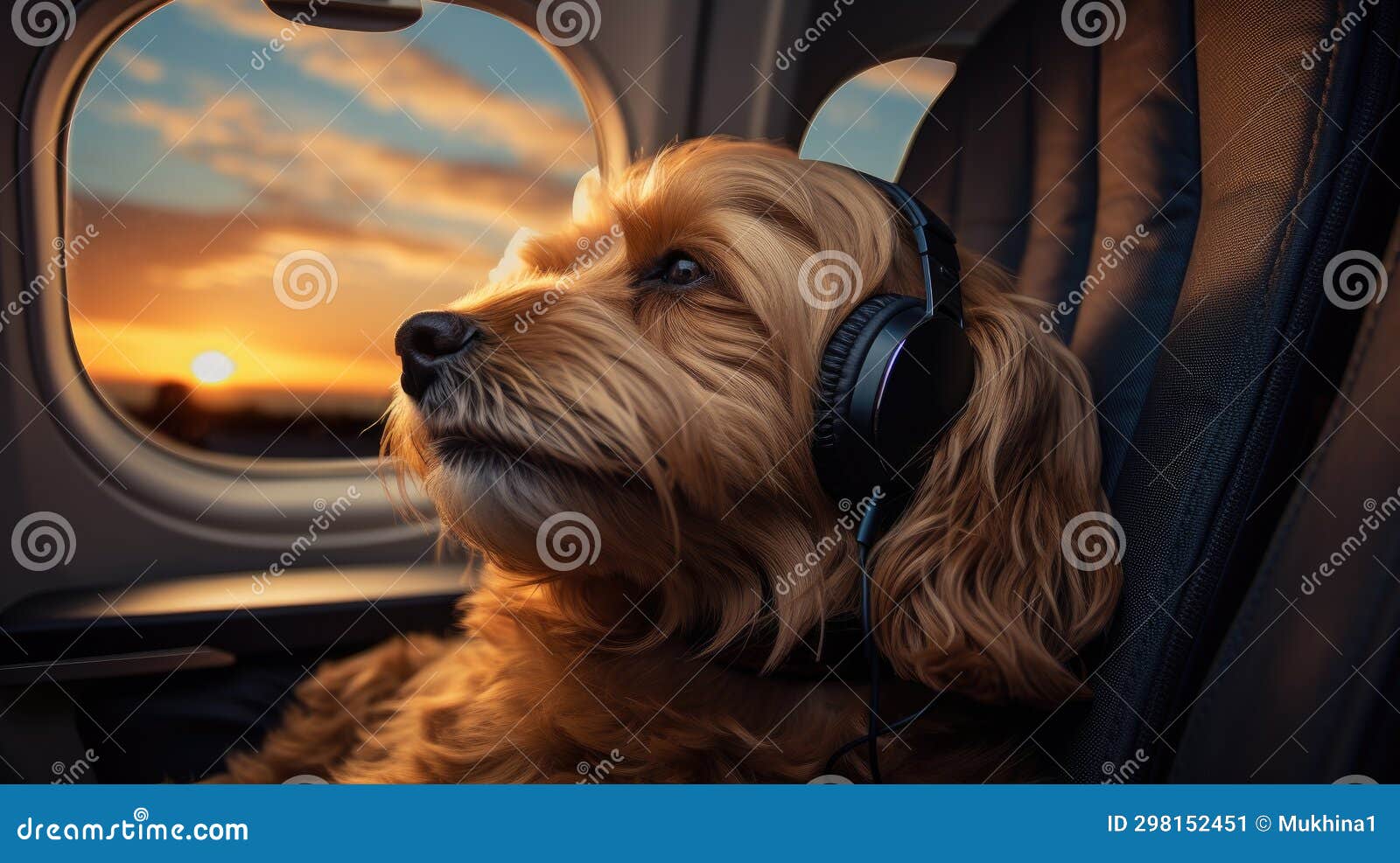 The Dog is Flying in an Airplane Stock Illustration Illustration of