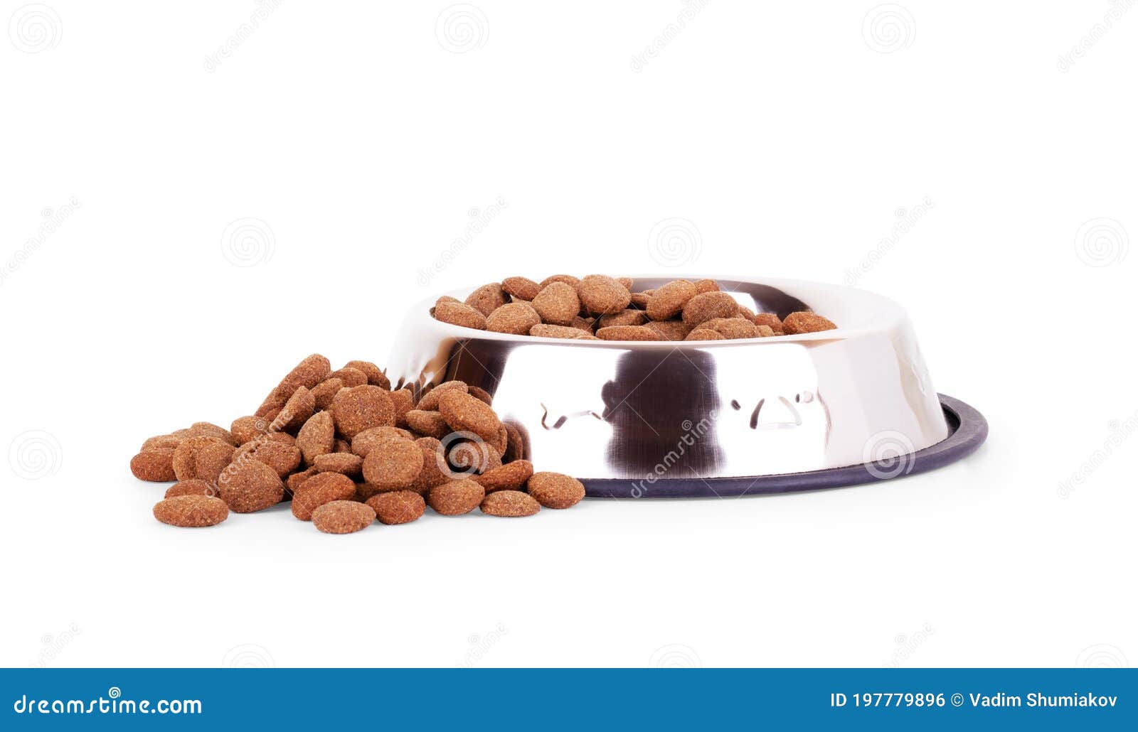 dog food in bowl,  on white