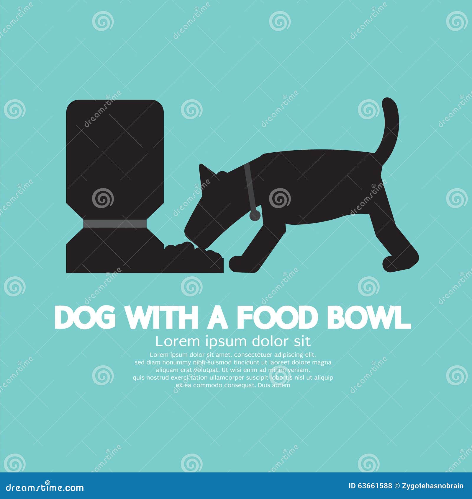 Dog with a Food Bowl Symbol. Stock Vector Illustration of black, icon