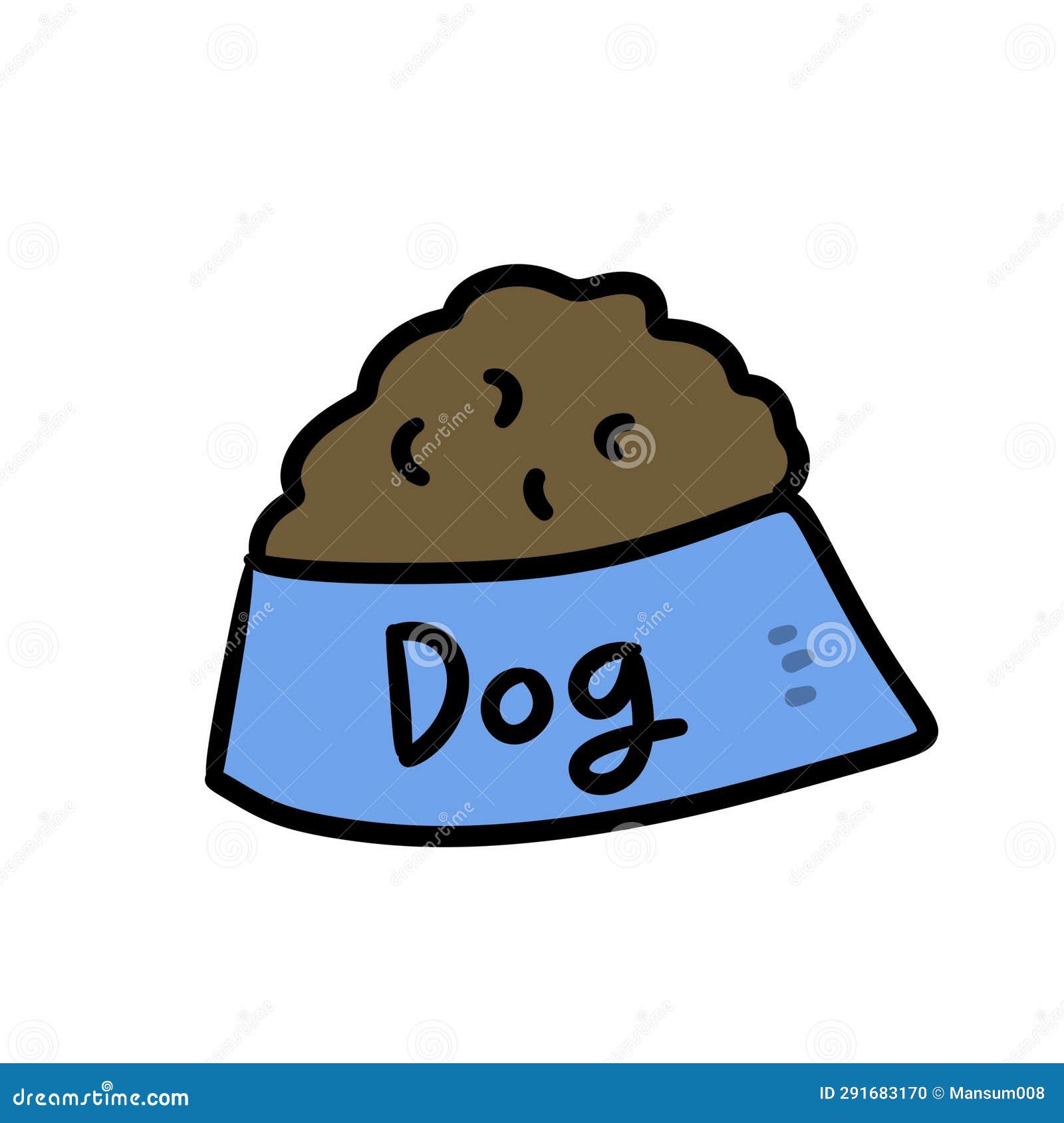 Dog Food Doodle Icon on White Background Stock Illustration