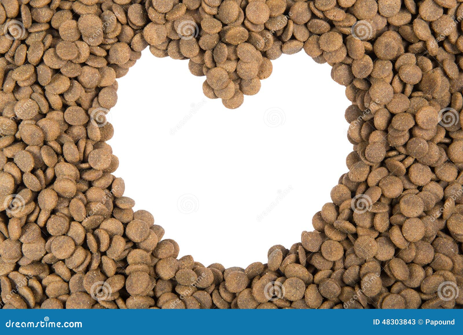 Dog Food Isolated on White Heart Background Stock Image Image of
