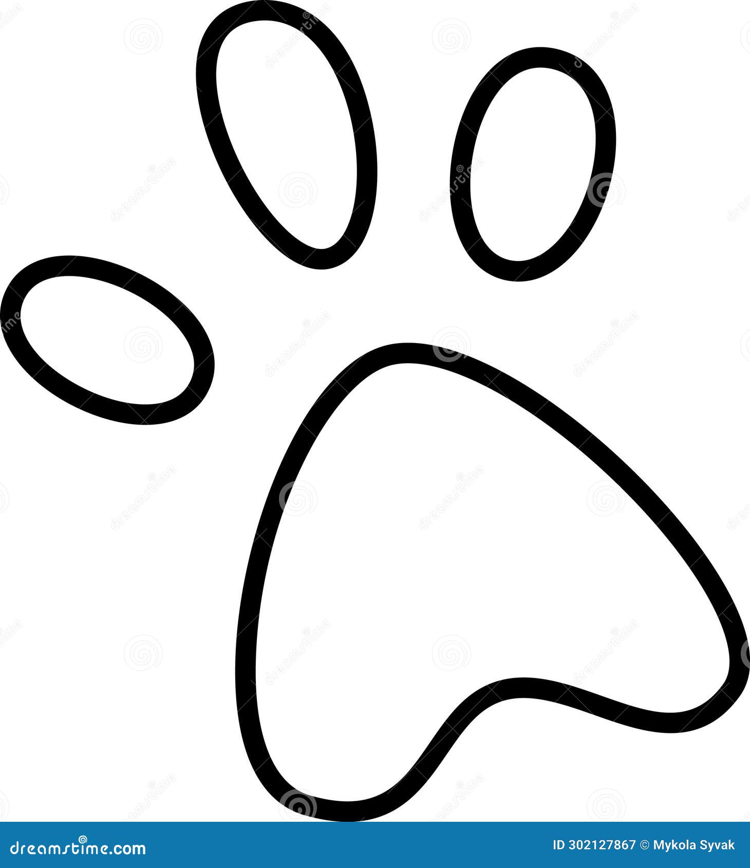 Dog Footprint Outline stock vector. Illustration of silhouette 302127867
