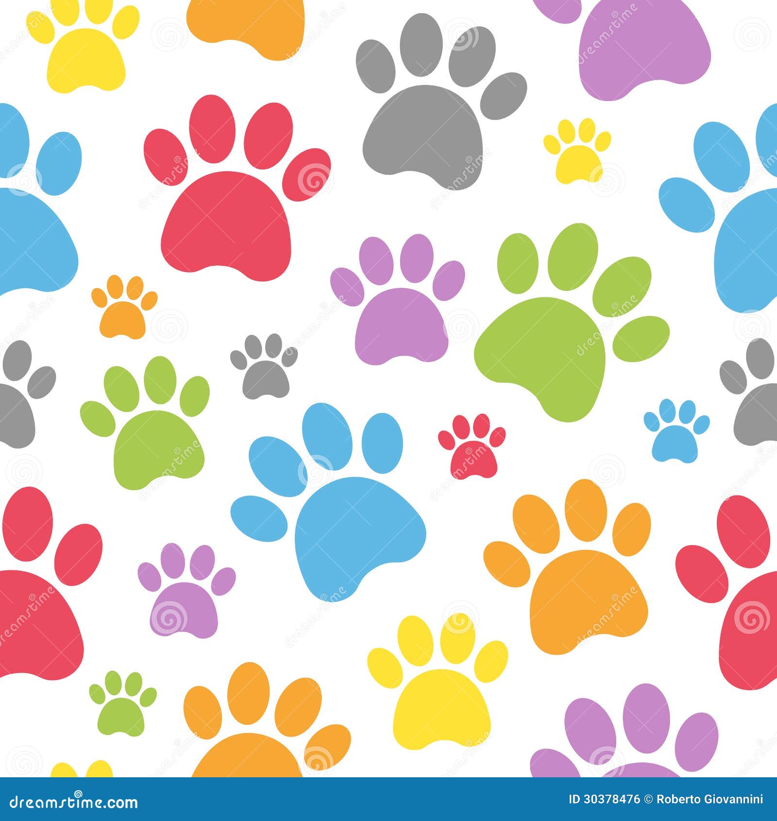 Dog Footprints Seamless Pattern Royalty Free Stock Image - Image: 30378476