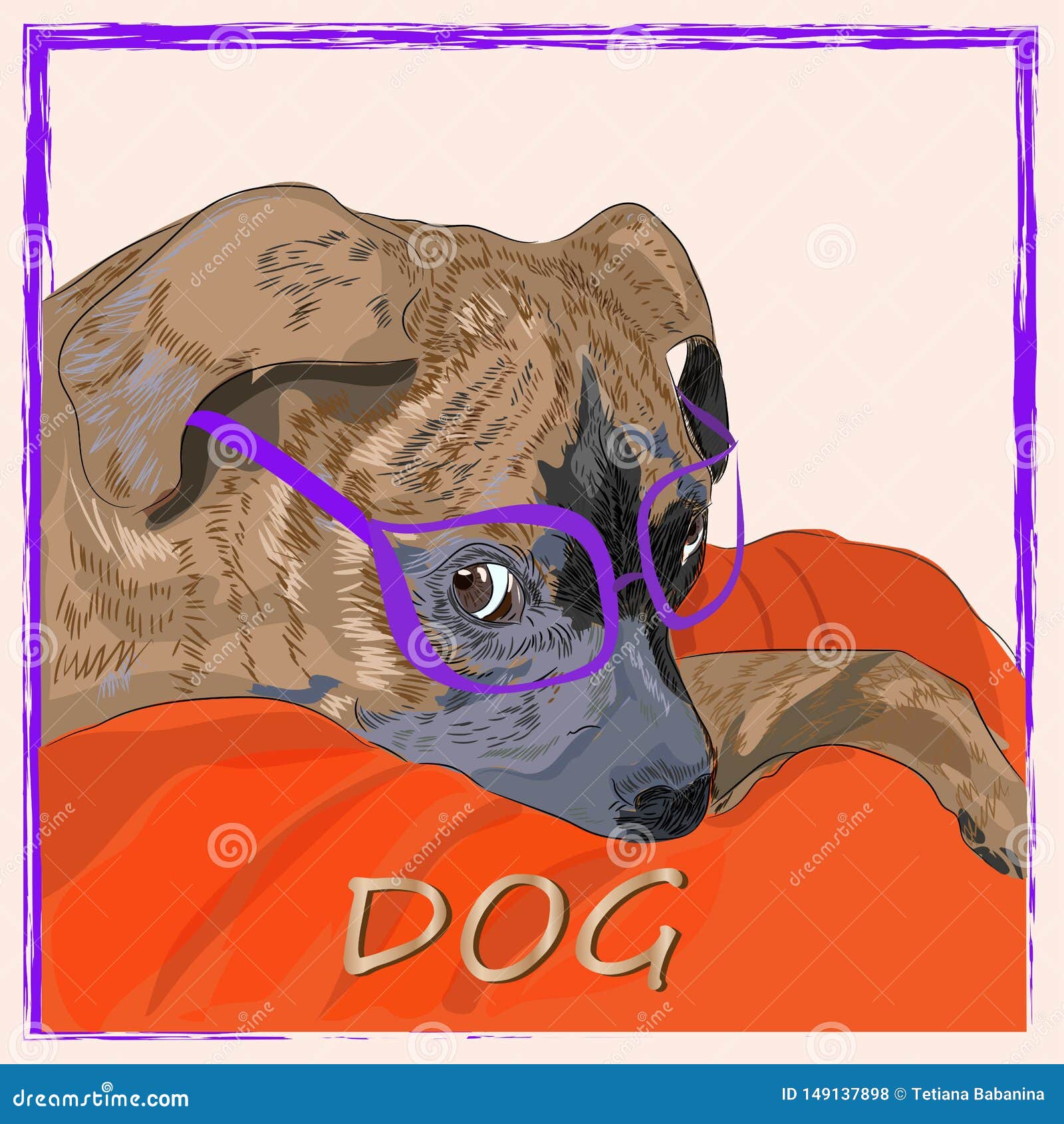 Dog in Glasses Illustration in Vector in Graphic Style Stock Vector Illustration of doggy