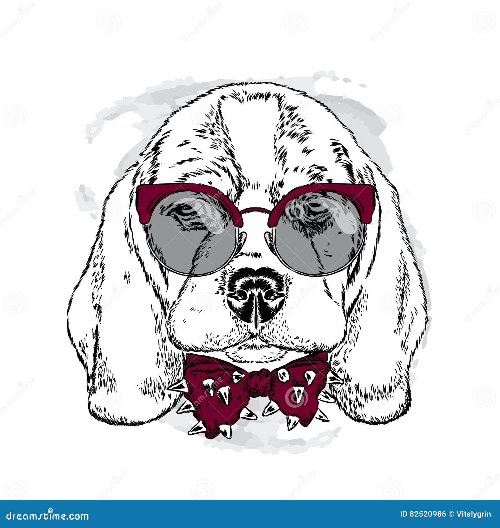 Dog with Glasses and Tie. Cute Puppy. Stock Vector Illustration of