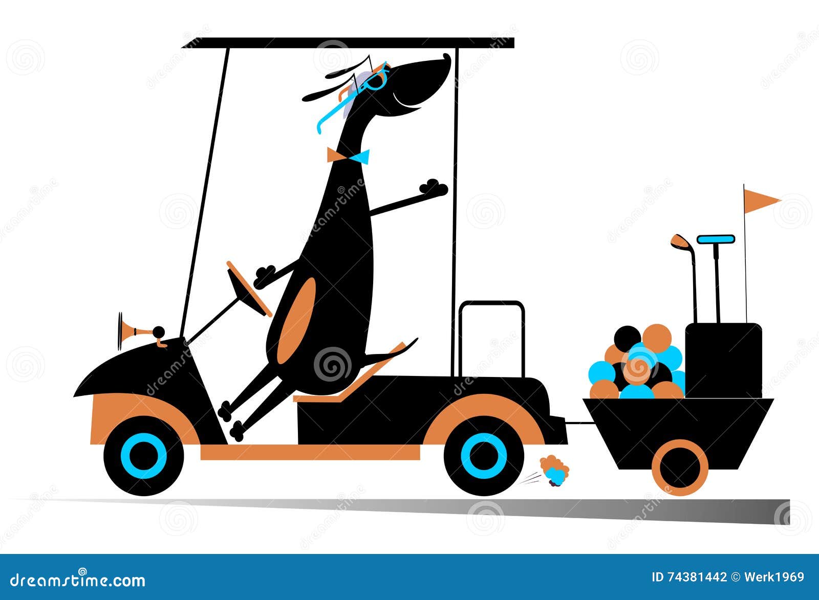 Dog golf player stock vector. Illustration of transportation 74381442