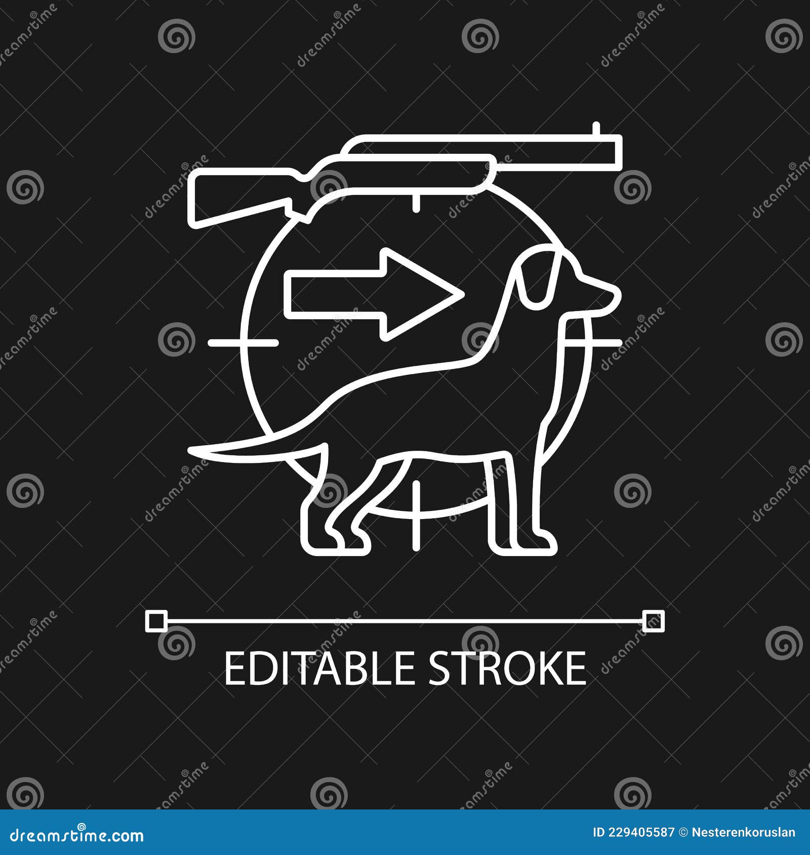 Dog Handler White Linear Icon for Dark Theme Stock Vector