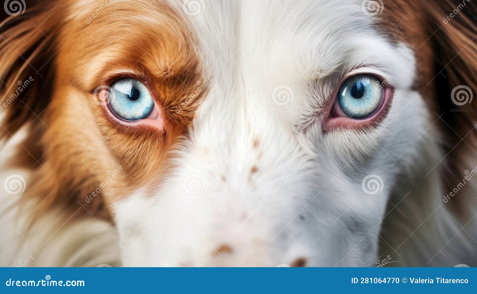 The Dog Has Beautiful Blue Eyes, a Macro Look. Generated Stock