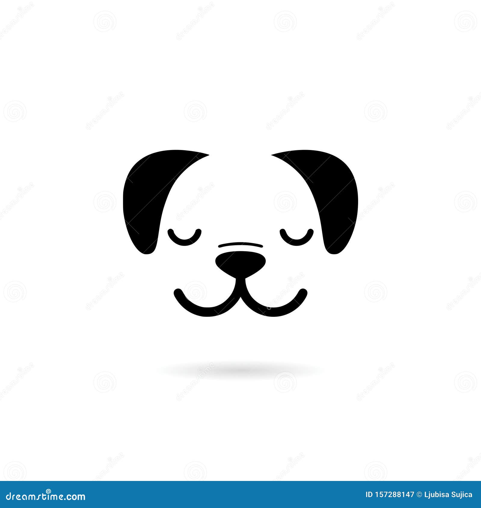 Download Dog Head Silhouette Simple Black Icon With Shadow Stock ...