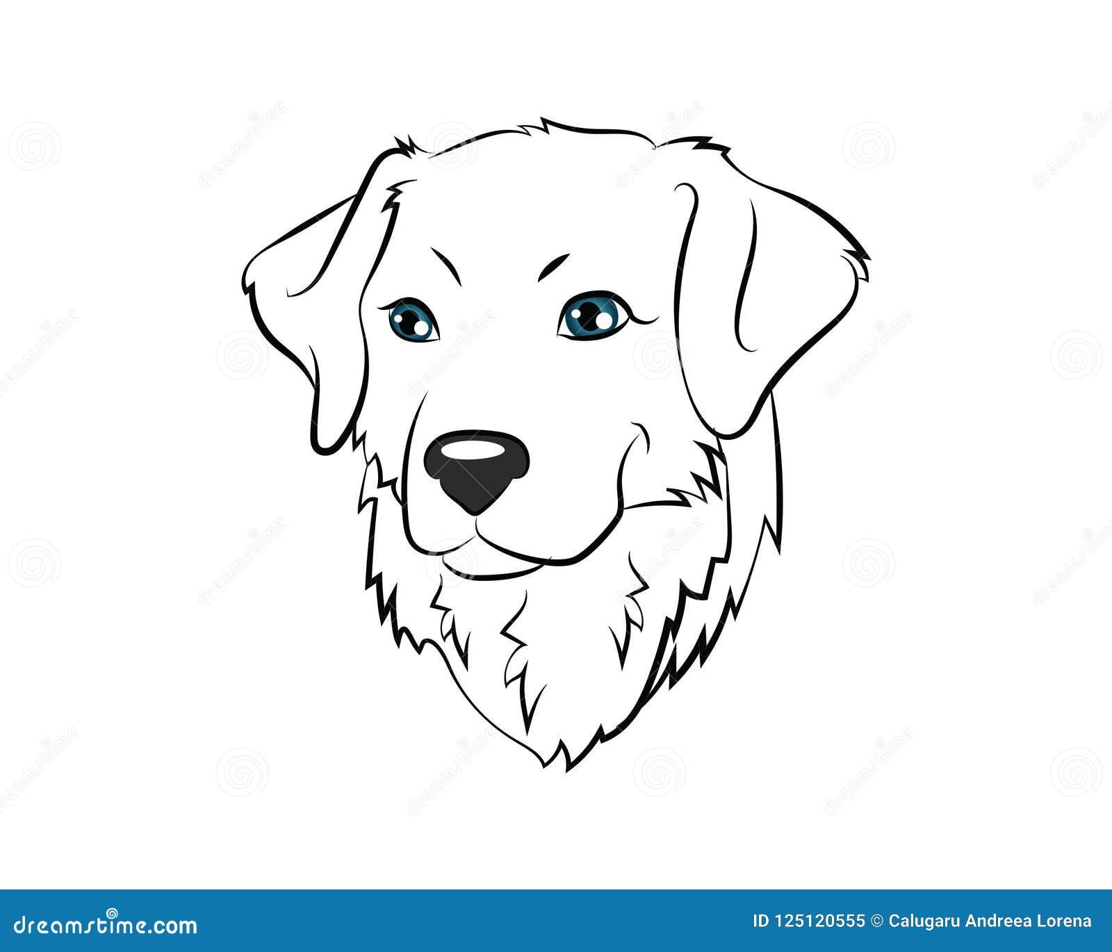 Dog Head Vector Icon Illustration Coloring Page Stock Vector