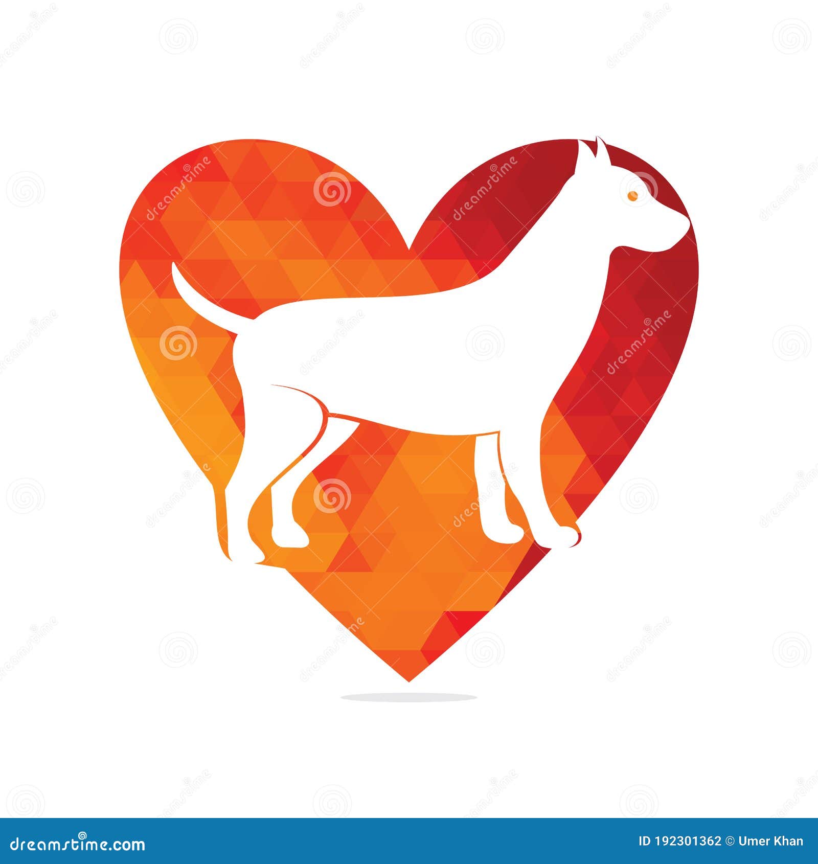 Dog Heart Shape Concept Logo Design Vector Template. Stock Vector