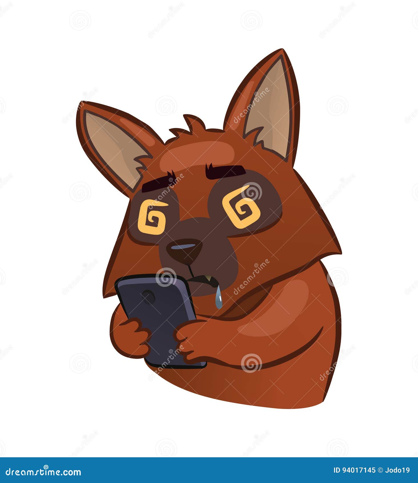 Dog holding a cell phone stock vector. Illustration of smartphone