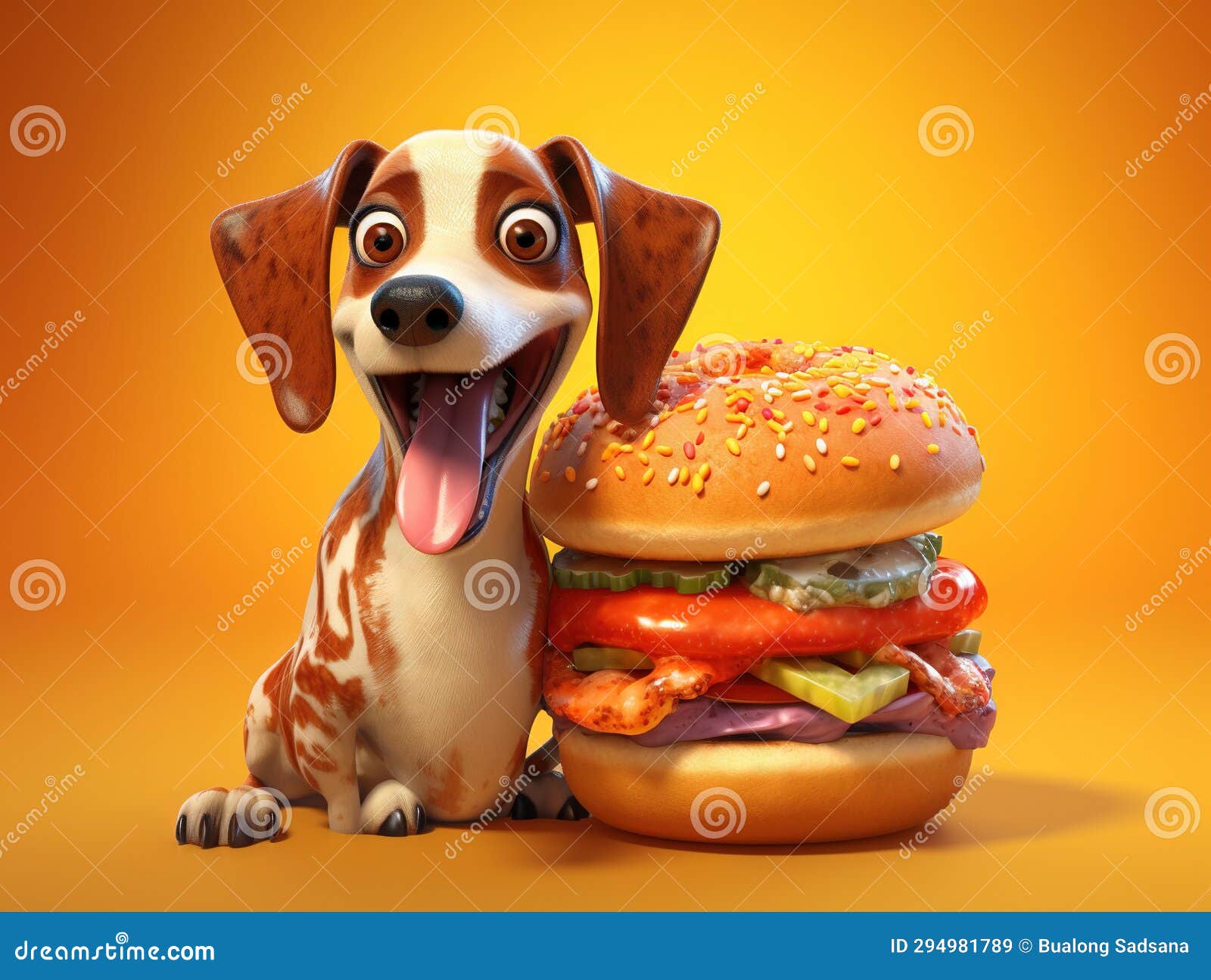 Dog with hot dog stock illustration. Illustration of majestic 294981789