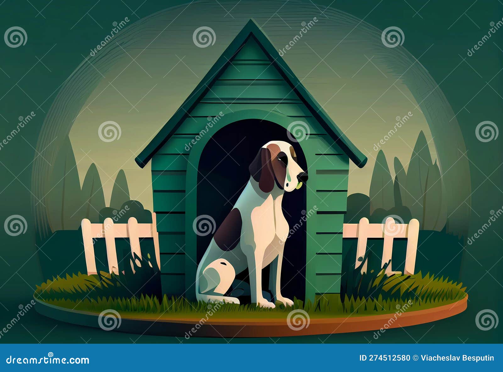 Dog House and Dog Nearby. Protect the Territory Stock Illustration