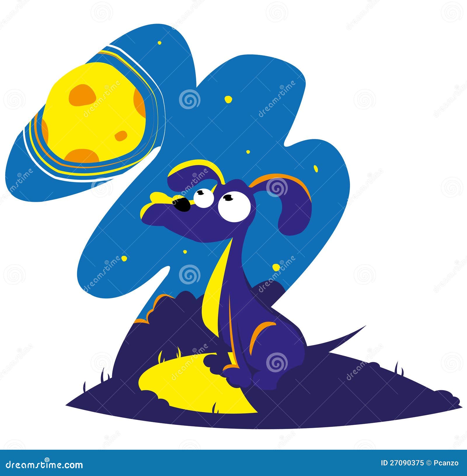 Dog Howling stock vector. Illustration of night, blue - 27090375