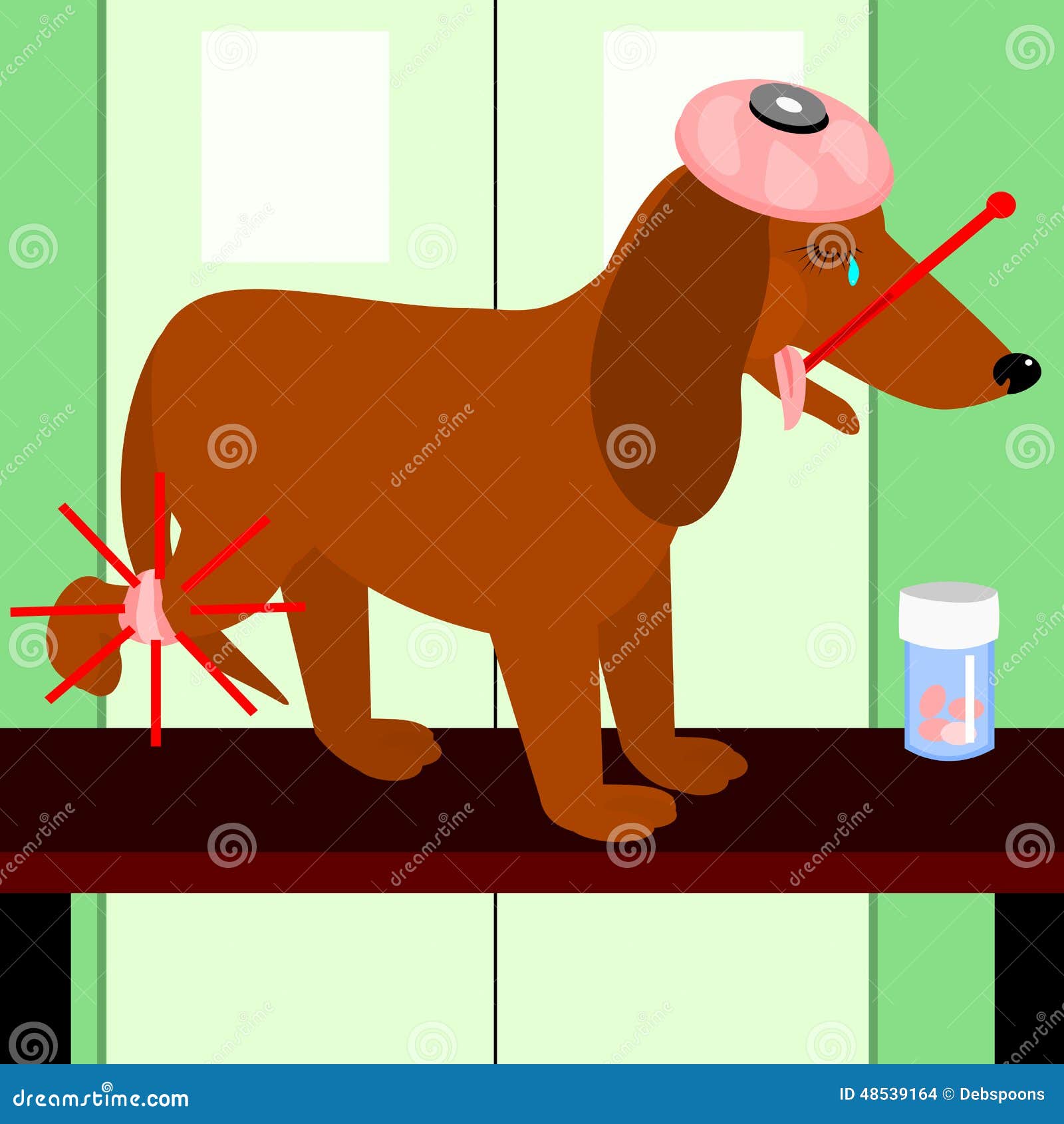 Dog With A Hurt Leg Stock Vector Illustration Of Temperature 48539164 dog-with-a-hurt-leg-stock-vector-illustration-of-temperature-48539164