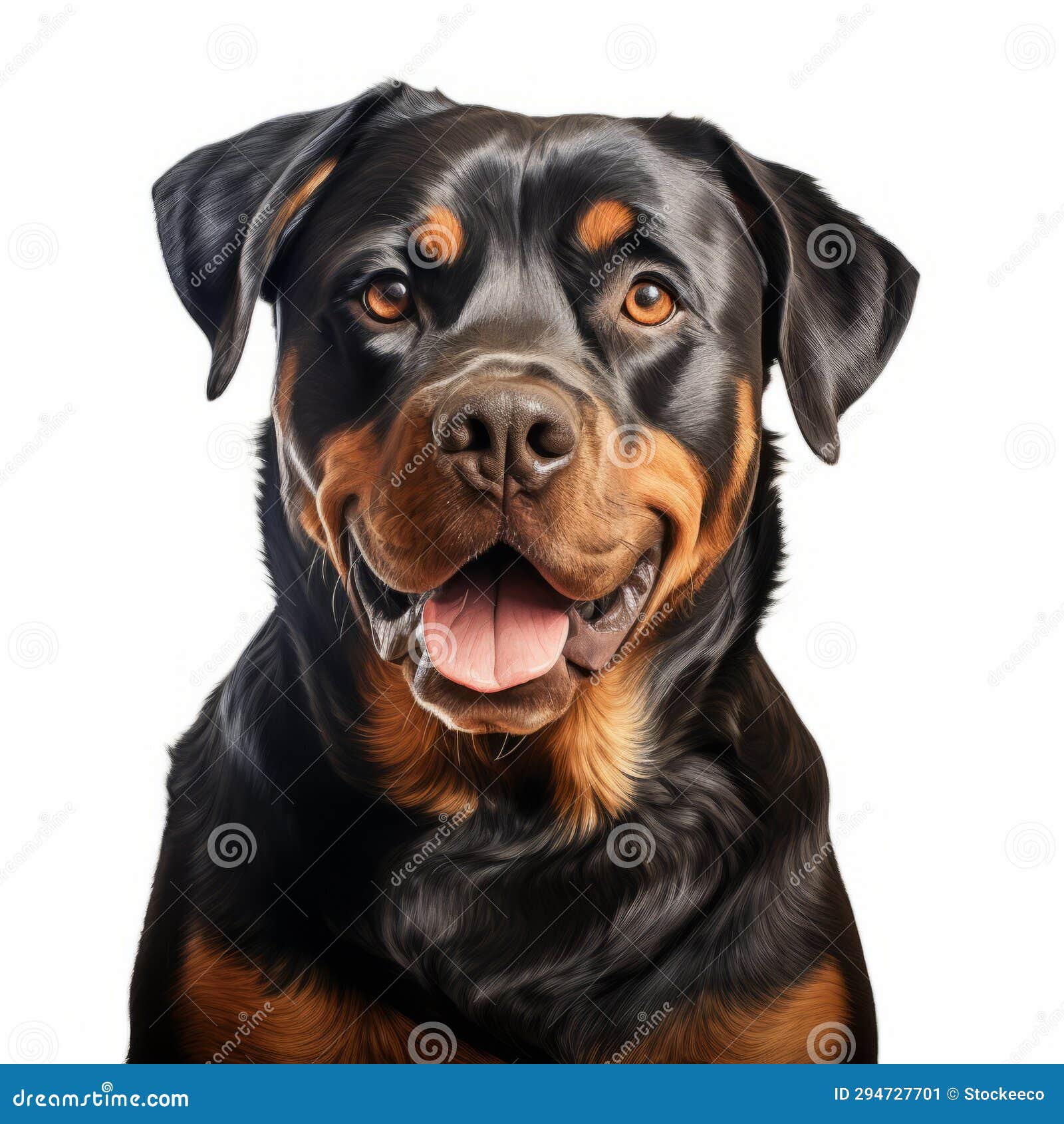 photorealistic rottweiler drawing on white background