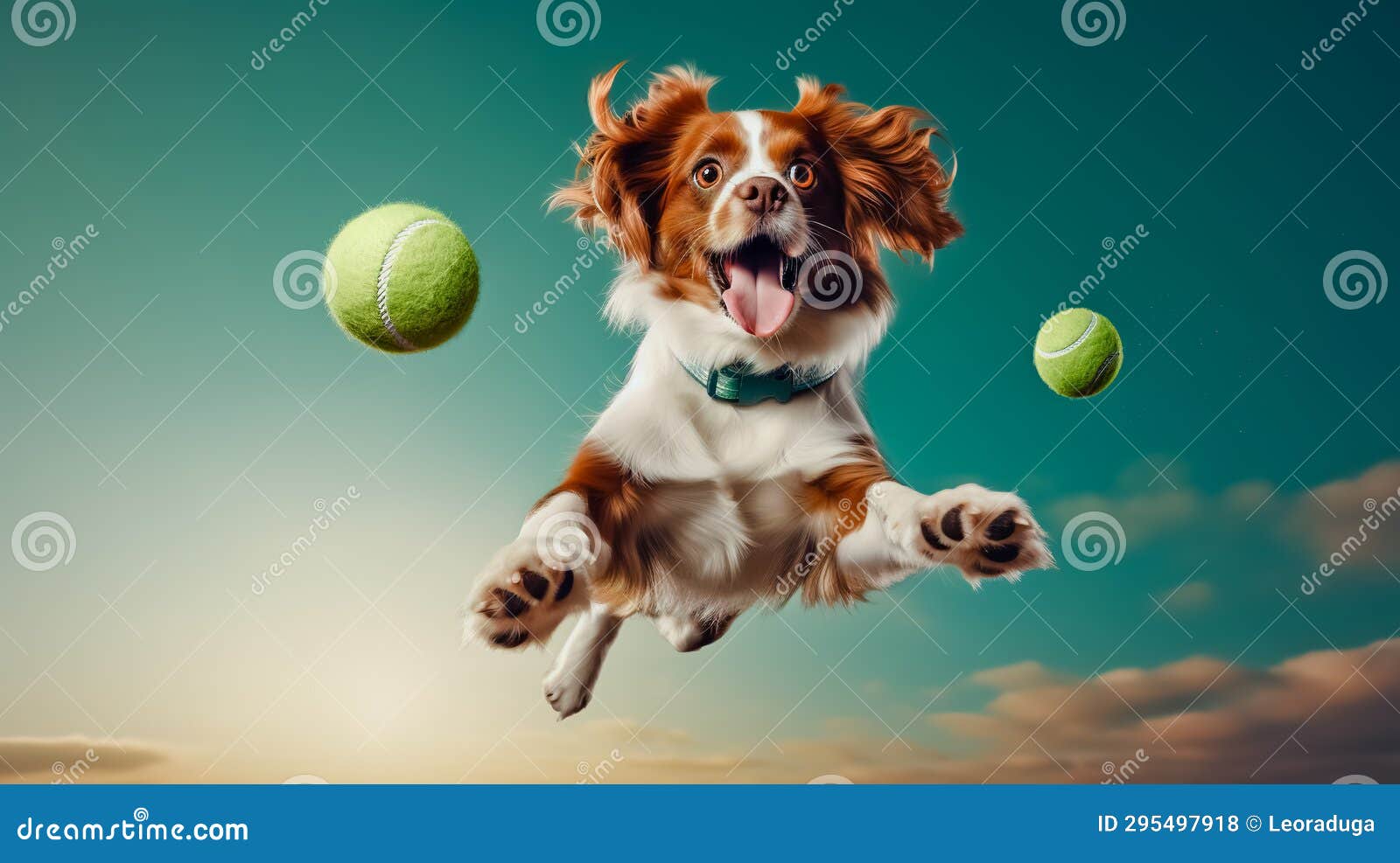 Dog Jumping in the Air with Ball in it S Mouth Stock Illustration