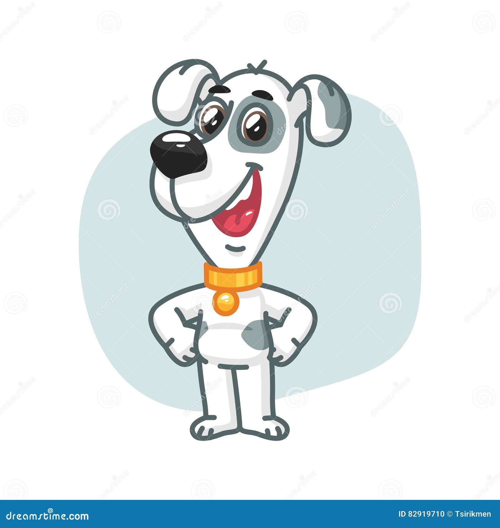 Dog Keeps Paws on Hips and Smiling Stock Vector Illustration of