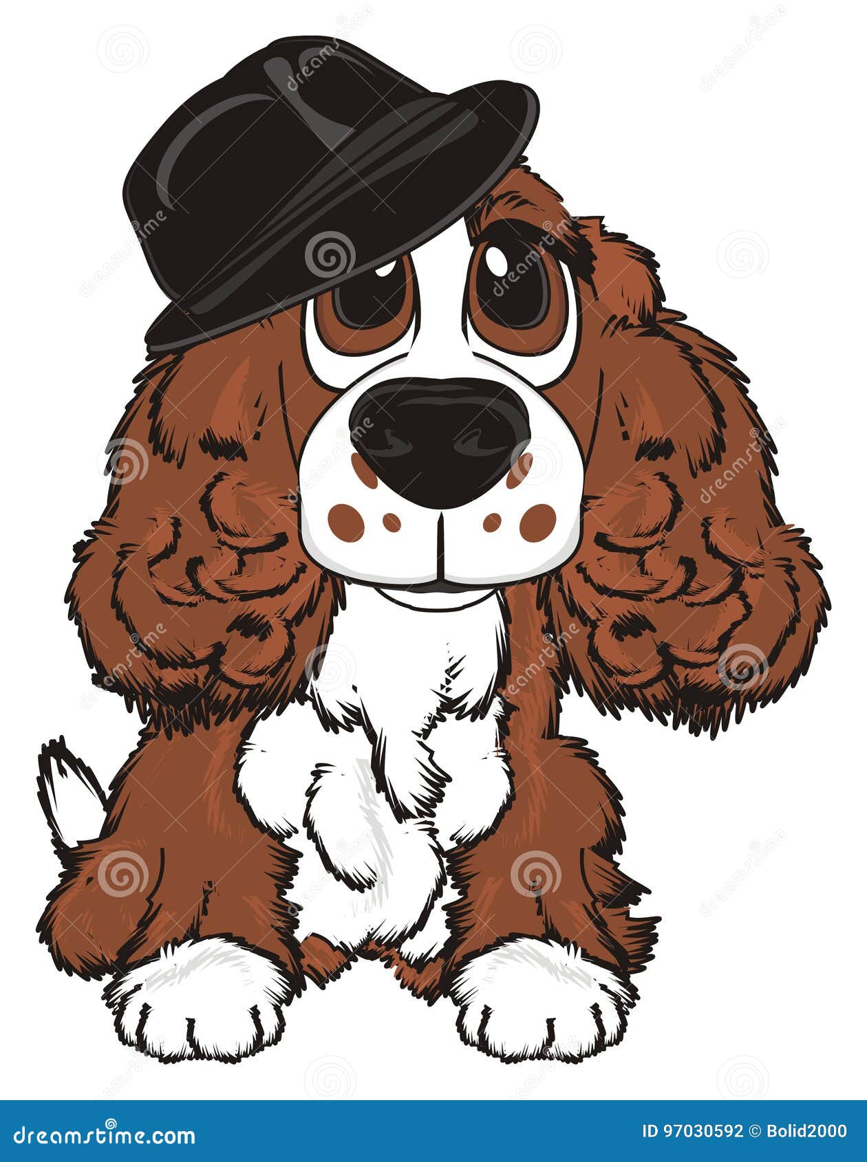 Dog in large hat stock illustration. Illustration of tail 97030592