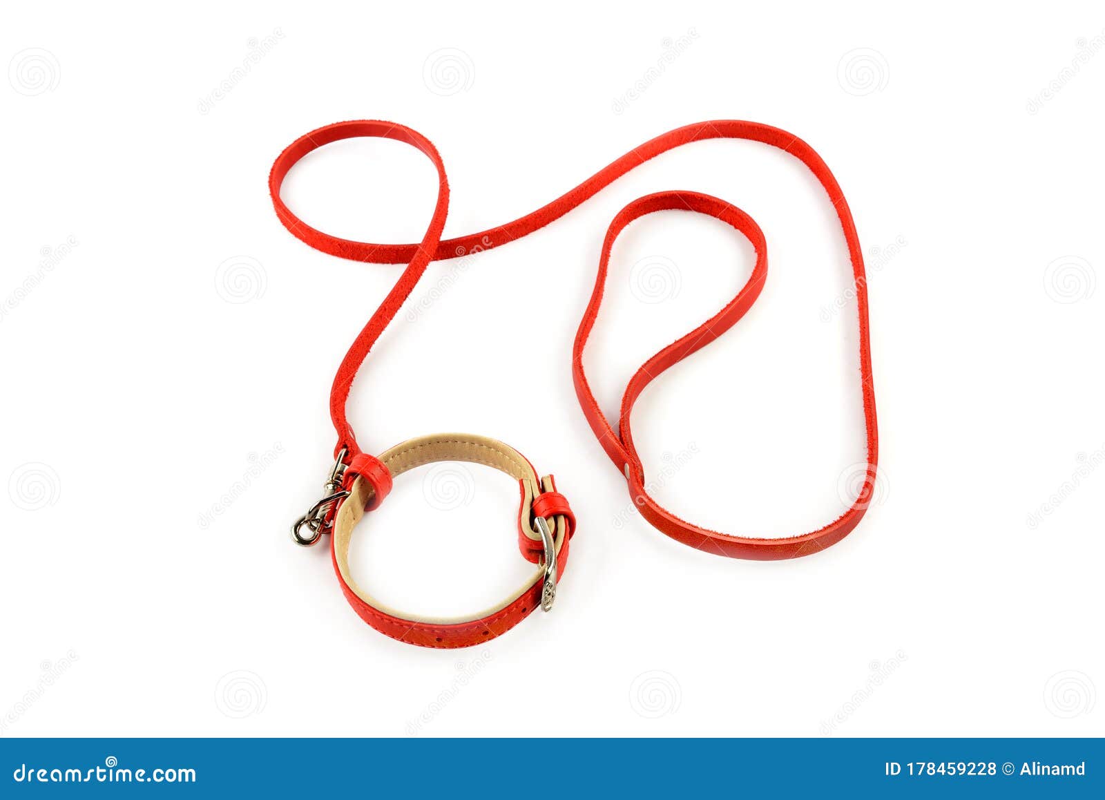 red leather dog lead