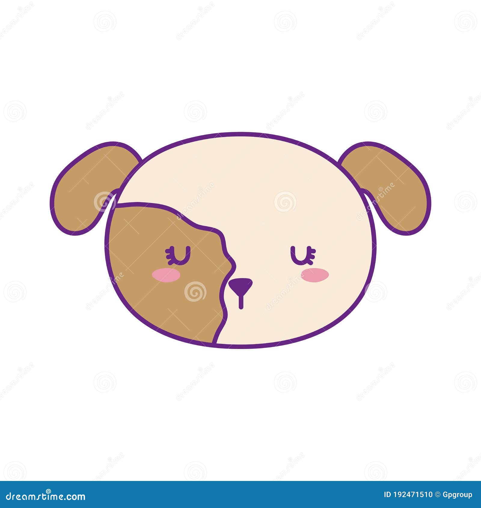 dog mascot face line and fill style icon  