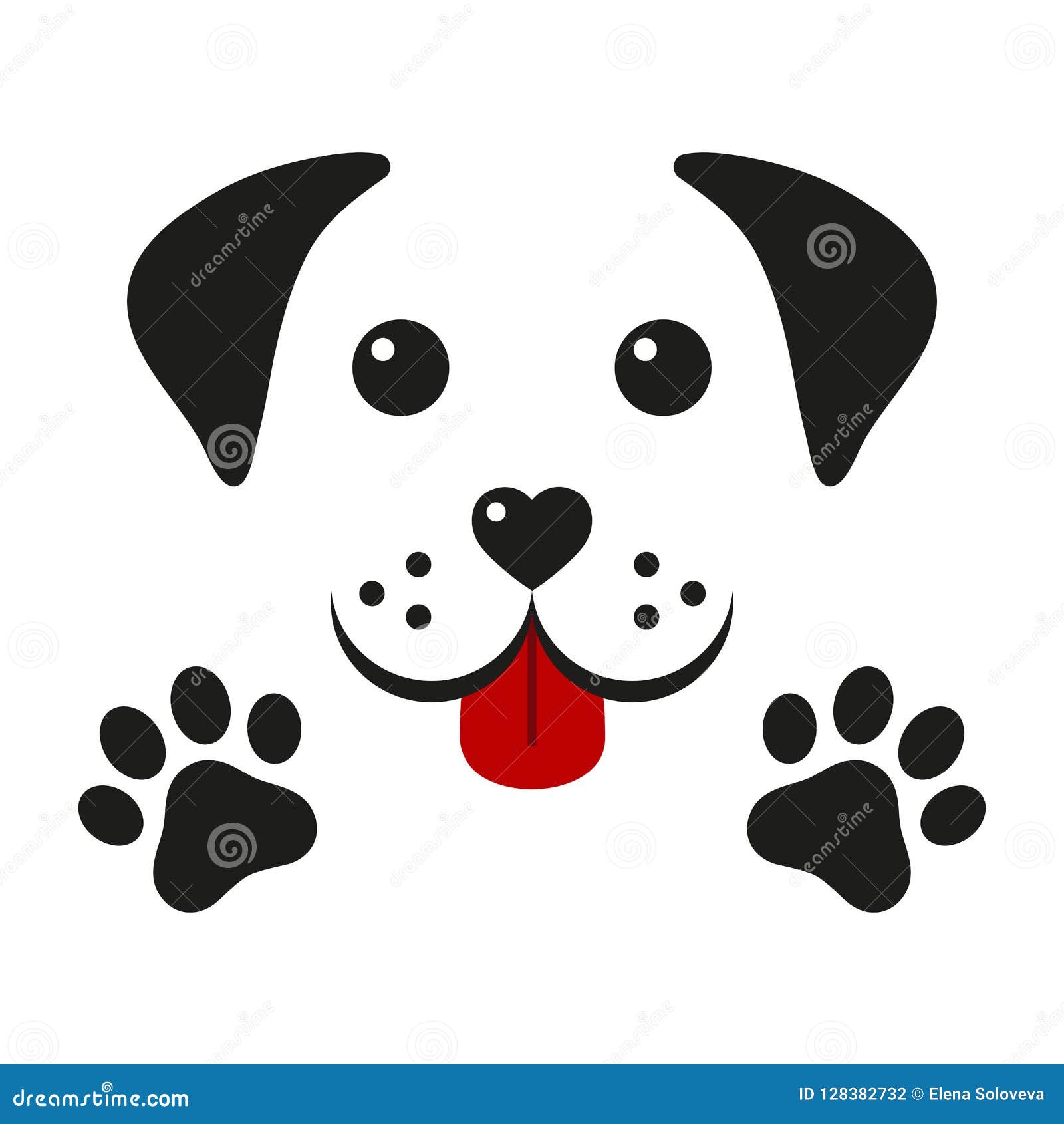 Dog Muzzle with Paws on a White Background Stock Vector - Illustration of cartoon, foot: 128382732 Dog Muzzle with Paws on a White Background Stock Vector - Illustration of cartoon, foot: 128382732