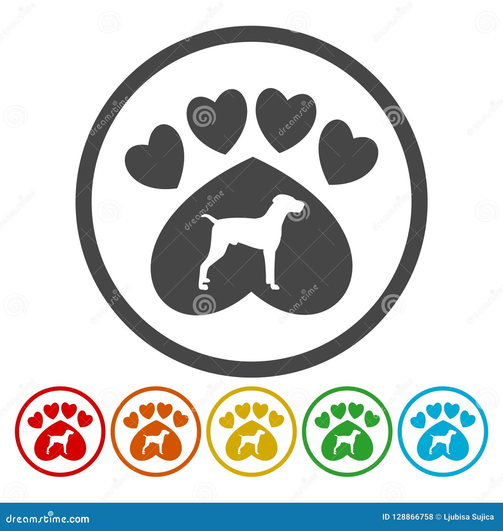 Dræbte Cyclops forsinke Dog Paw Icon. Pets Symbol. Flat Signs in Circles. Stock Vector -  Illustration of puppy, park: 128866758