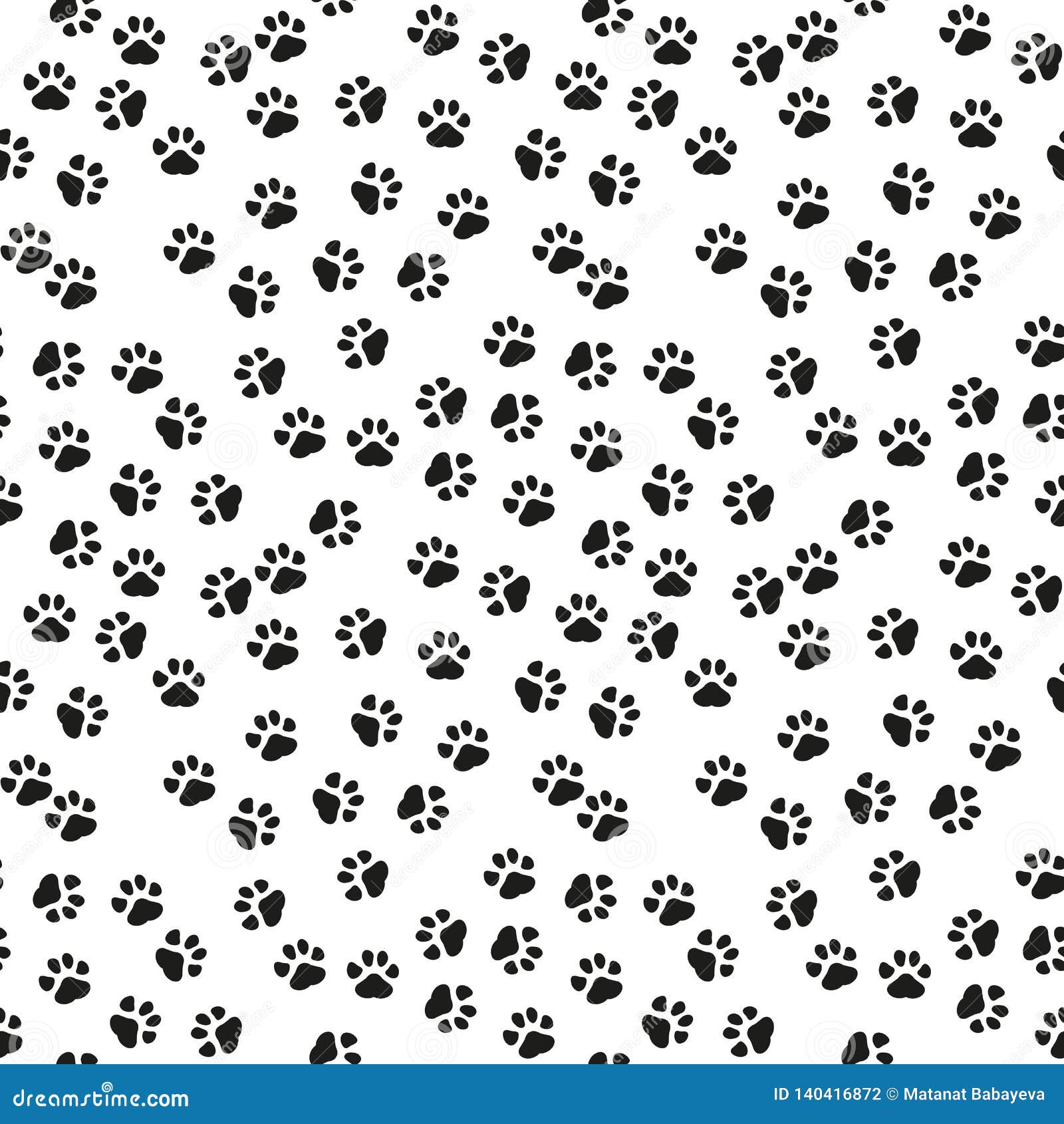 Dog Paw Print Vector Seamless Pattern or Background Stock Illustration