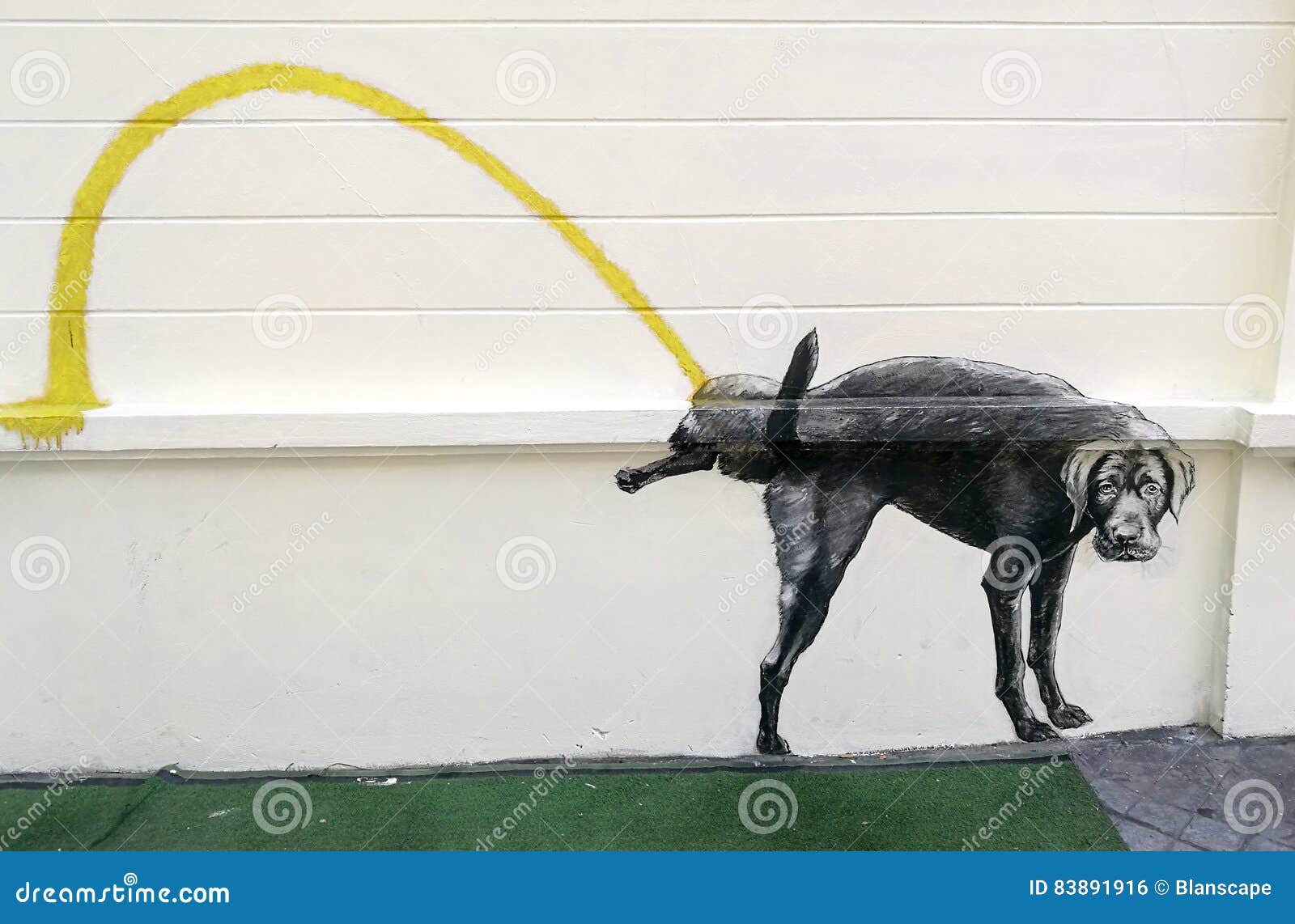 Dog pee painting at wall editorial photo. Image of city 83891916