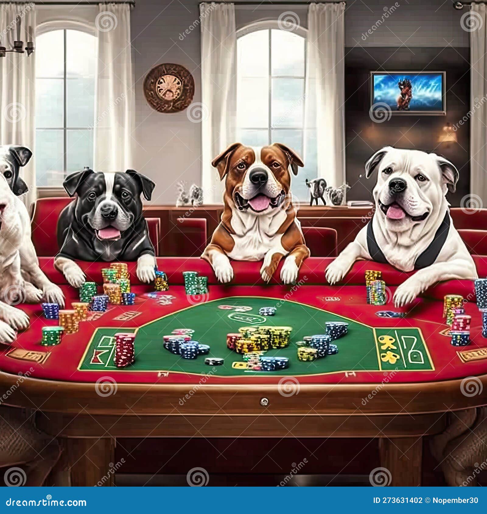 Dog Playing Poker stock illustration. Illustration of croupiers 273631402