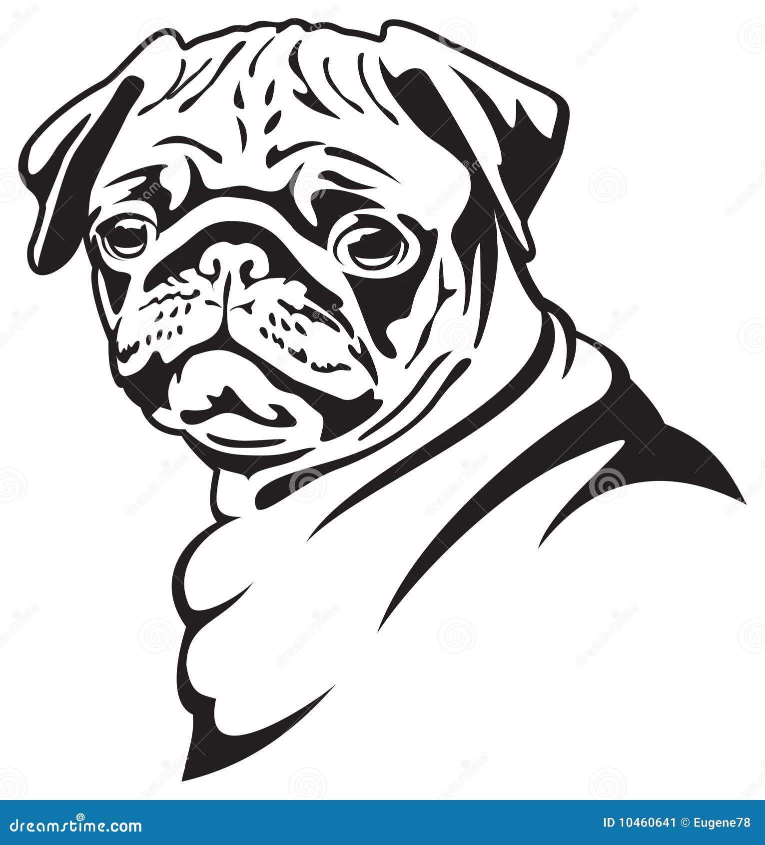 Dog. Pug stock vector. Illustration of portrait, animal - 10460641