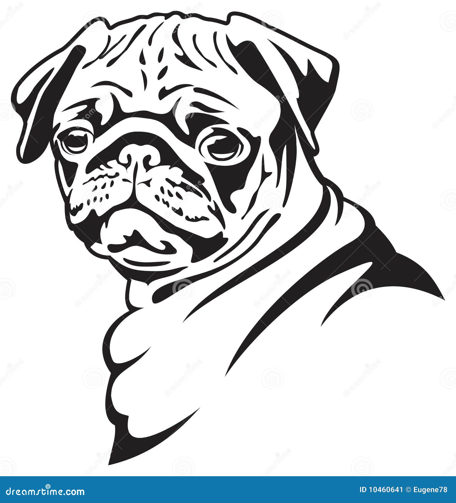 Dog. Pug stock vector. Image of portrait, animal, breeding ...