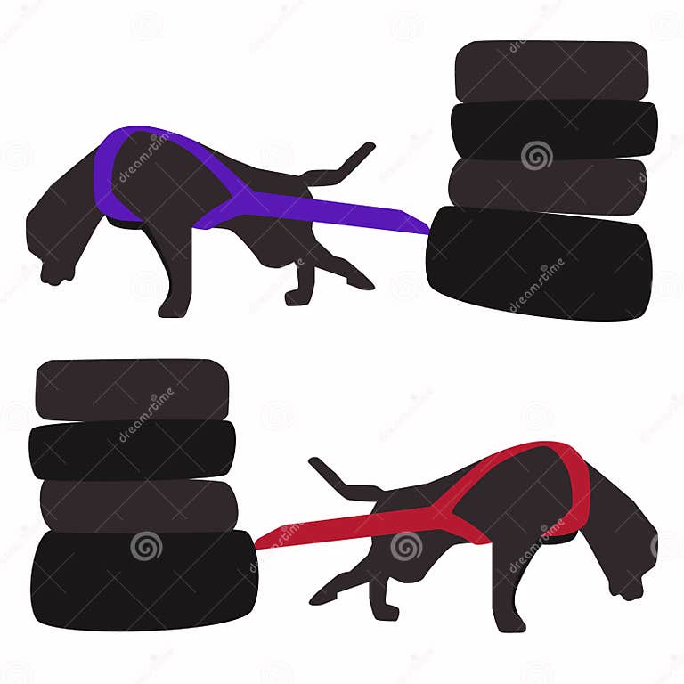 Dog Pulling Sport Vector Illustration. Stock Vector Illustration of