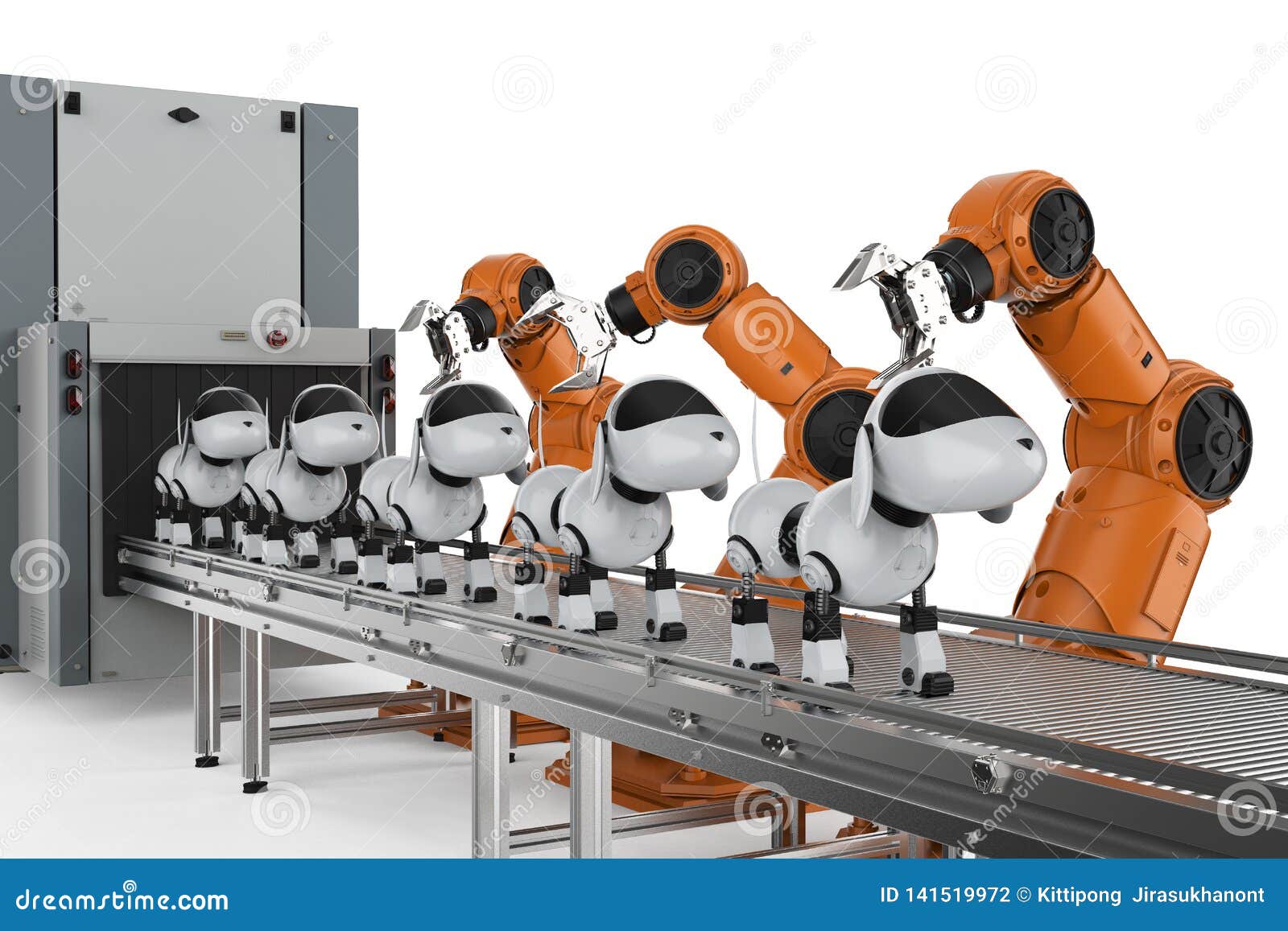 Dog production line illustration. Illustration of assembly - 141519972