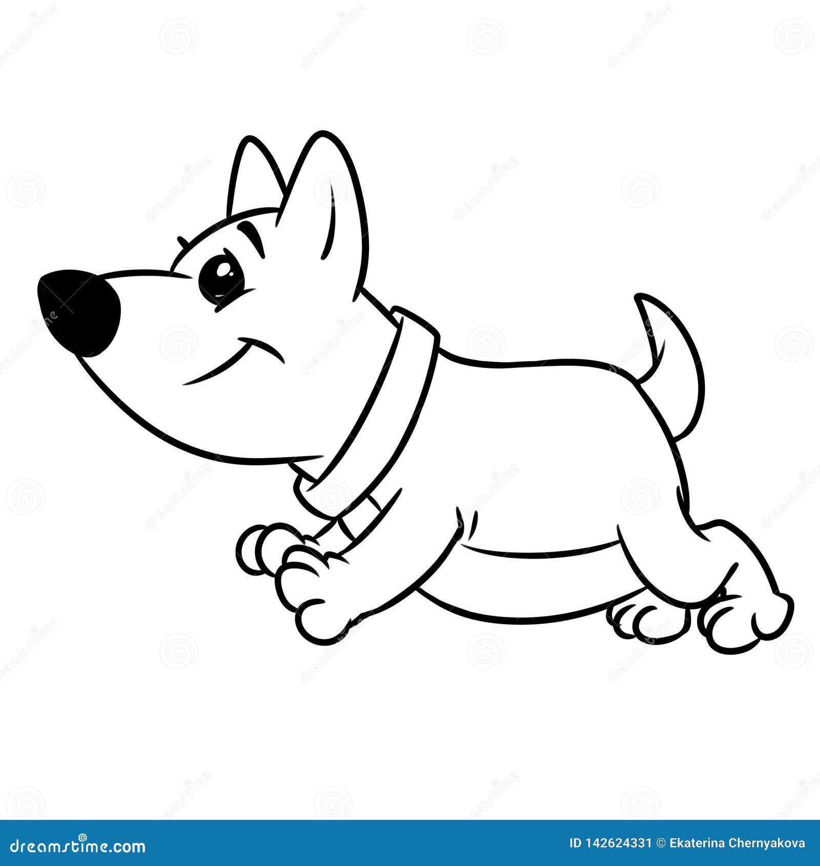 Dog Running Animal Character Coloring Page Stock Illustration