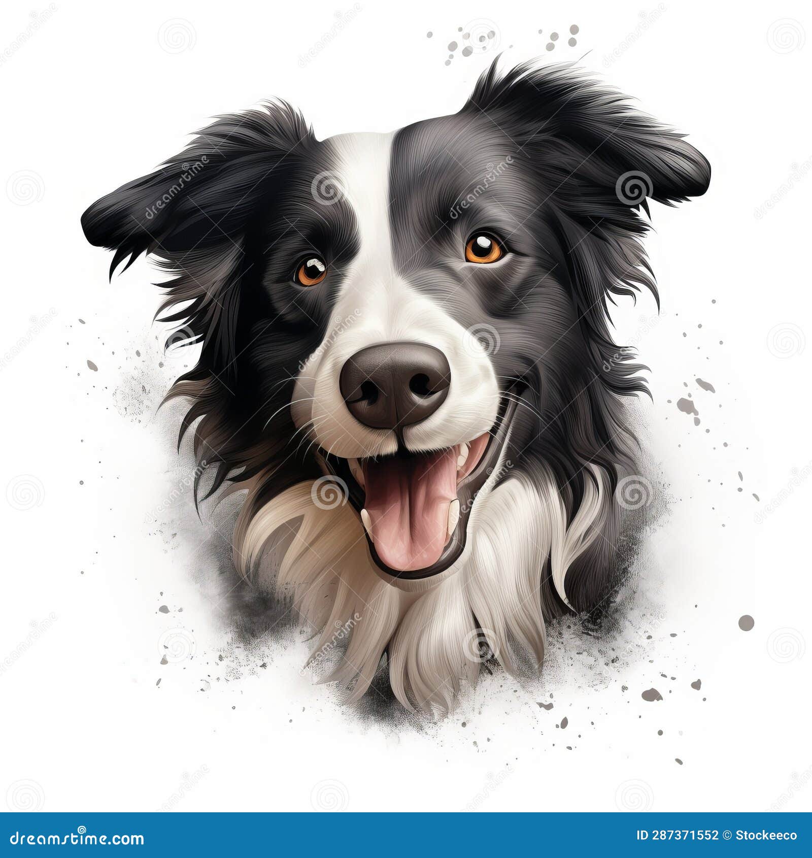detailed border collie dog portrait in 3d style