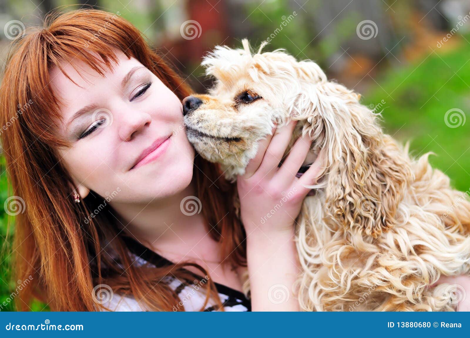 Dog s kiss stock photo. Image of spaniel, girl, humorous 13880680