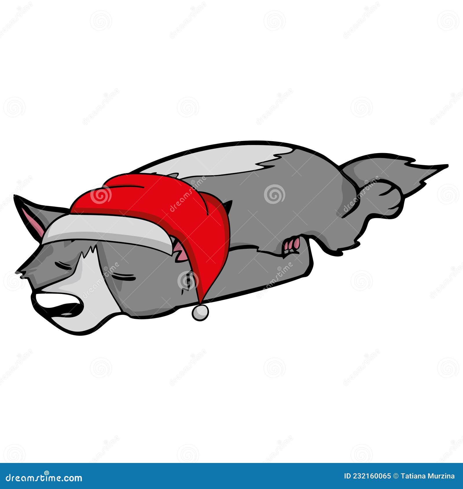 Dog in Santas hat stock vector. Illustration of isolated 232160065