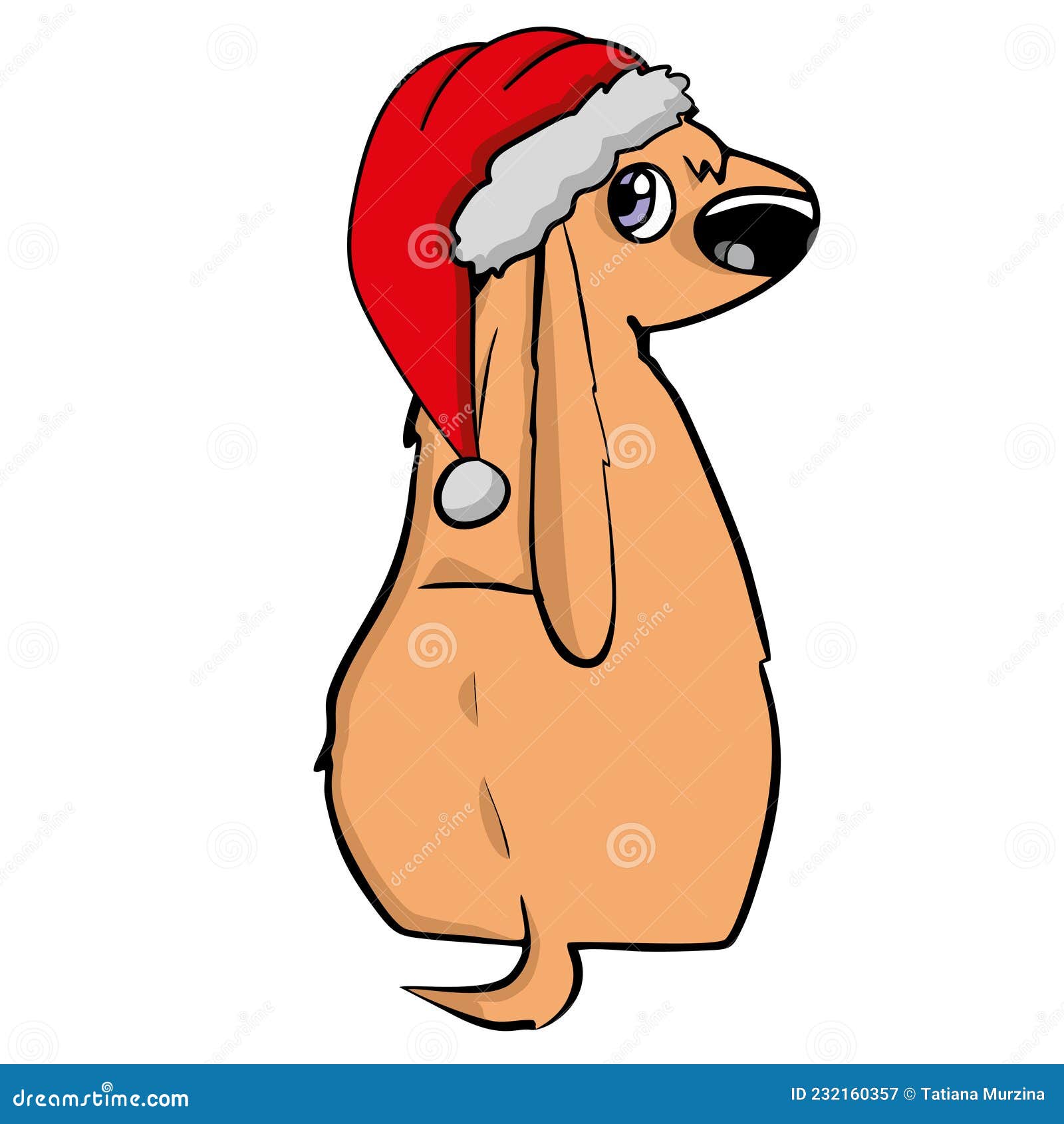 Dog in Santas hat stock vector. Illustration of cartoon 232160357