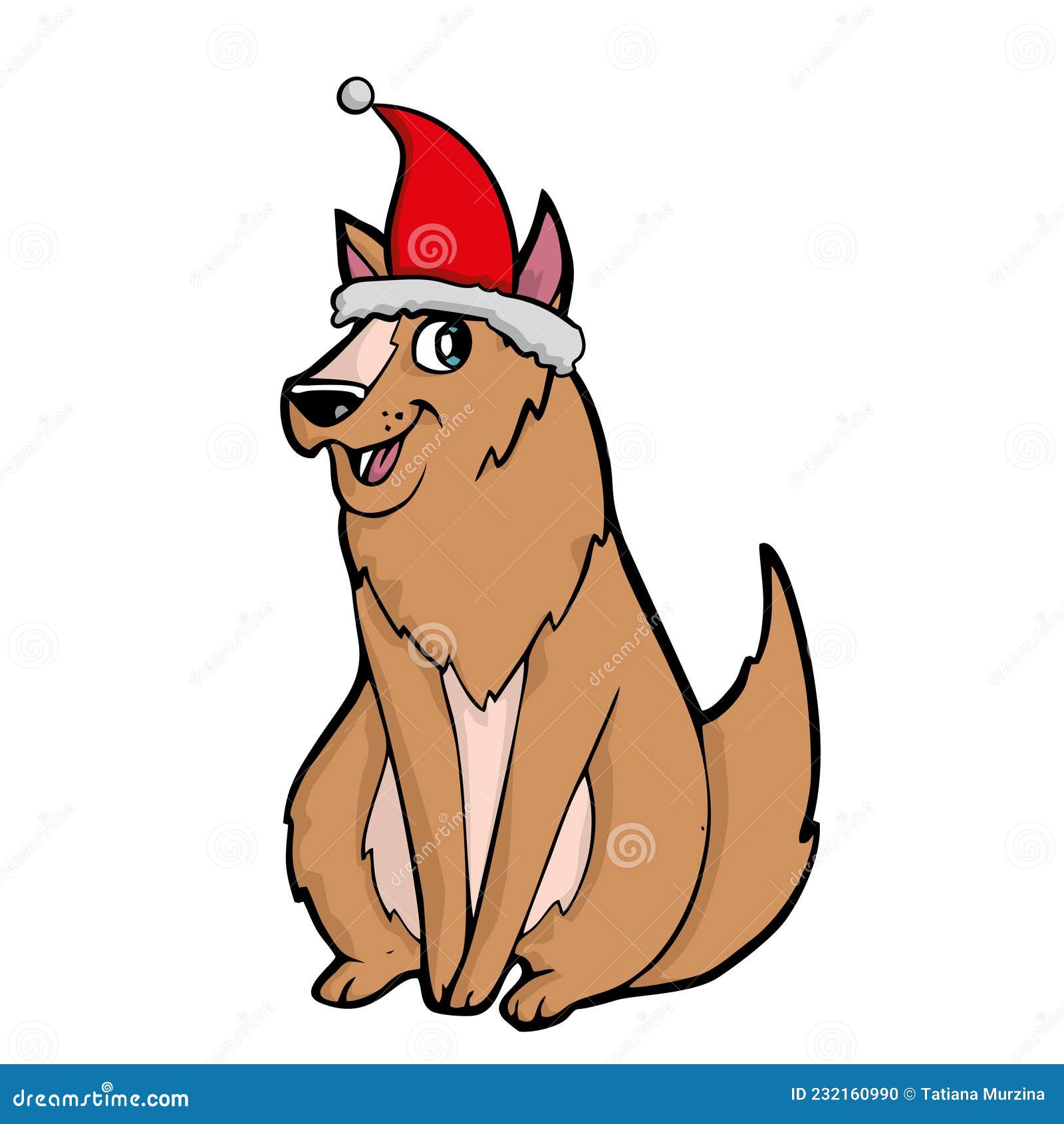 Dog in Santas hat stock vector. Illustration of christmas 232160990